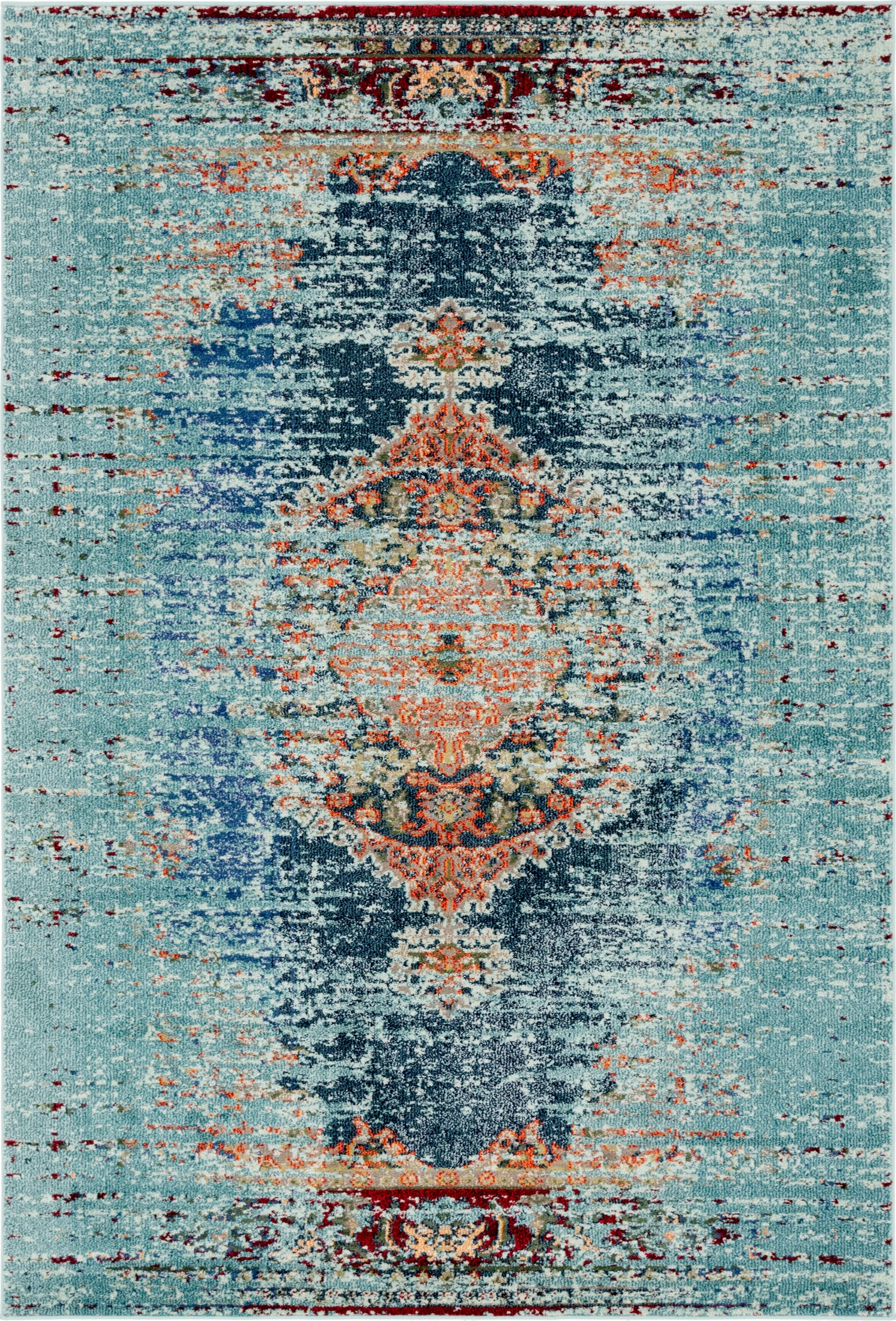 Unique Loom 3144734 Warhol Vita 7 x 10 (ft) Loomed Polypropylene Turquoise/Navy Blue Rectangular Indoor Medallion Oriental Area rug