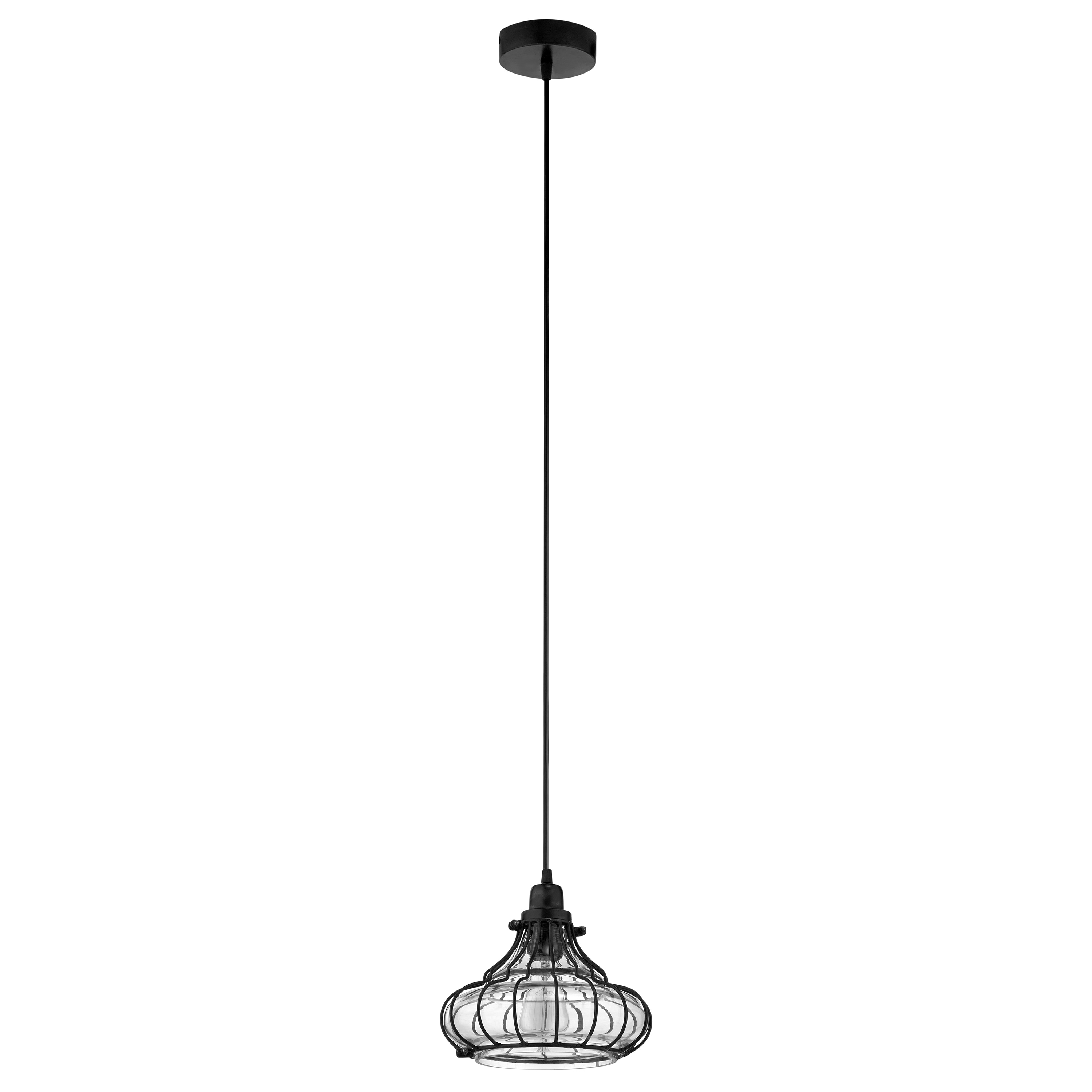 Cora 10" Black Metal Conical Pendant Light with Clear Glass Shade