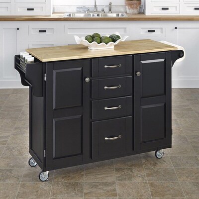 Home Styles Black Wood Base With, Roll Around Island