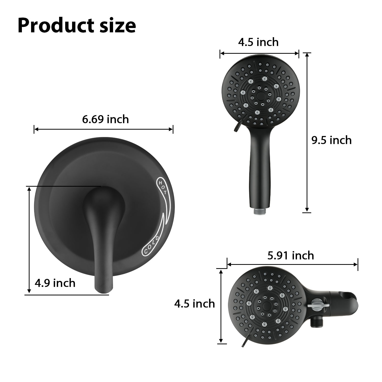 Mondawe MDRB-002MB Showerhead-Bar-Panels - View #7