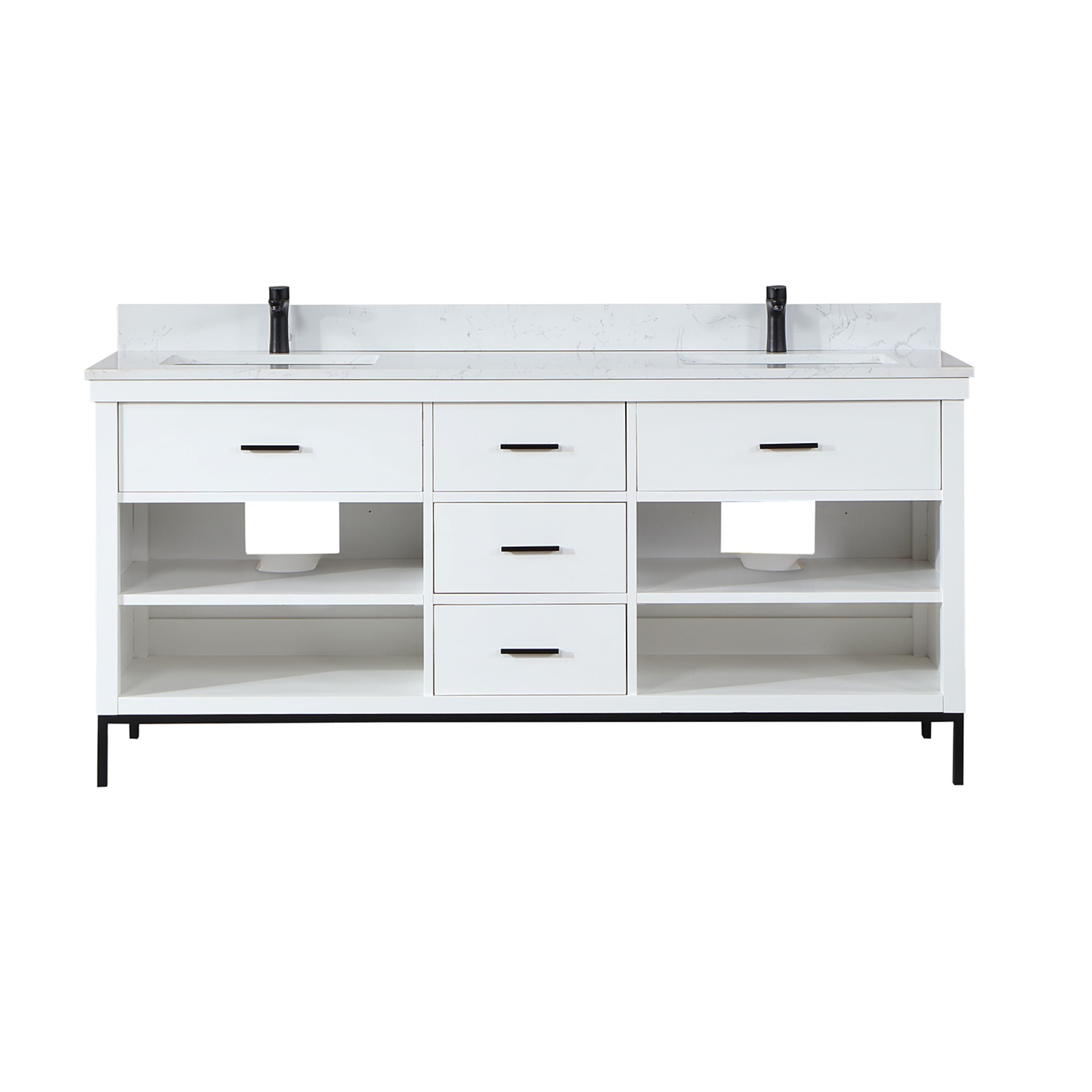 Altair 545072-WH-AW-NM Kesia 72-in White Undermount Double sink Bathroom Vanity with Aosta White Engineered marble Top