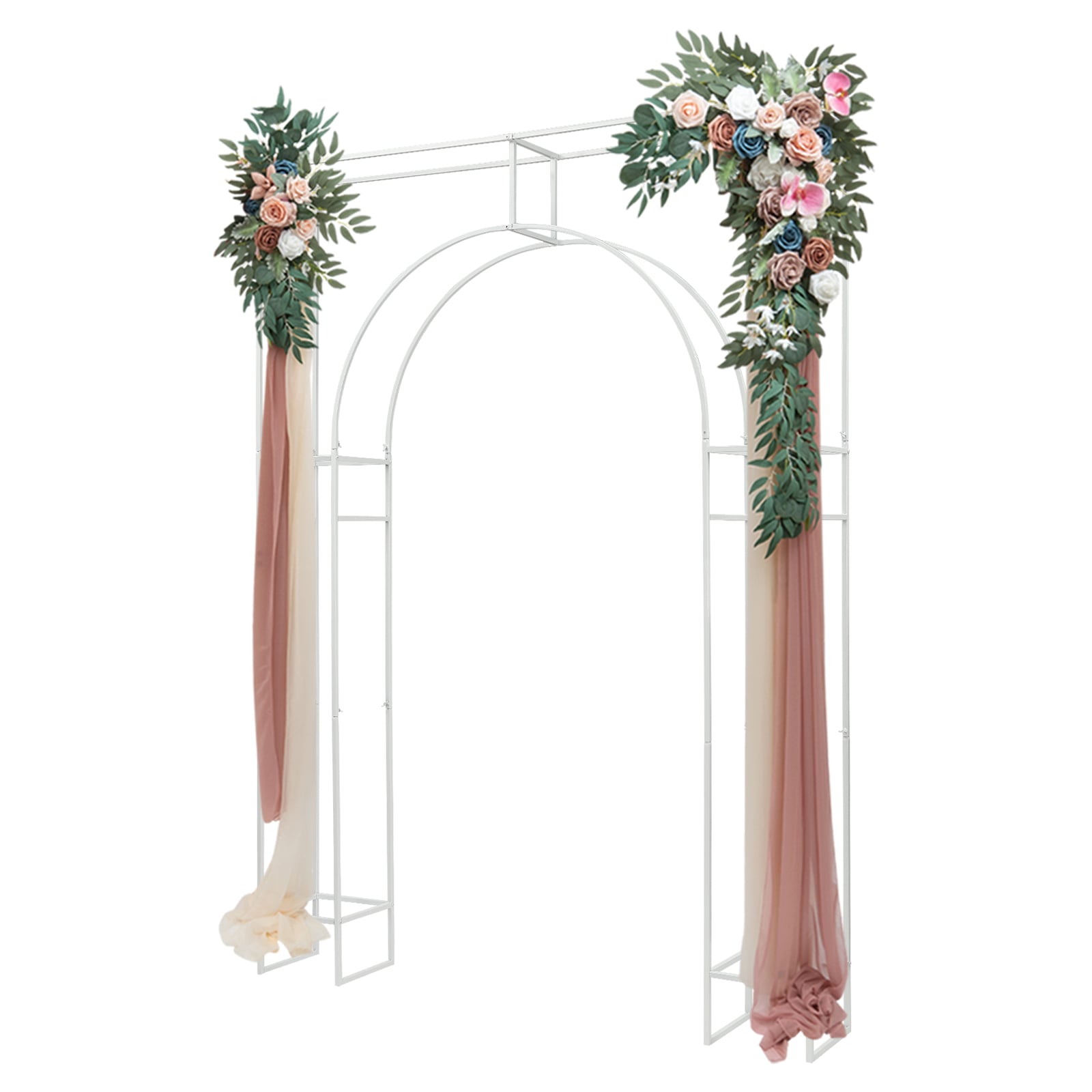 CNCEST YLJHKT5BWDZJ8 5.91-ft W x 7.87-ft H Arched Romantic White Thick Arch for Wedding Party Steel Garden Arbor