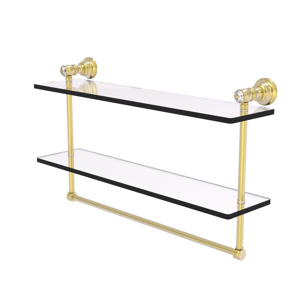 Allied Brass CC-2-TB-22-SBR Carolina Crystal Satin Brass 2 -Tier Wall mount Bathroom Shelf ( 22-in x 9.5-in x 5-in )