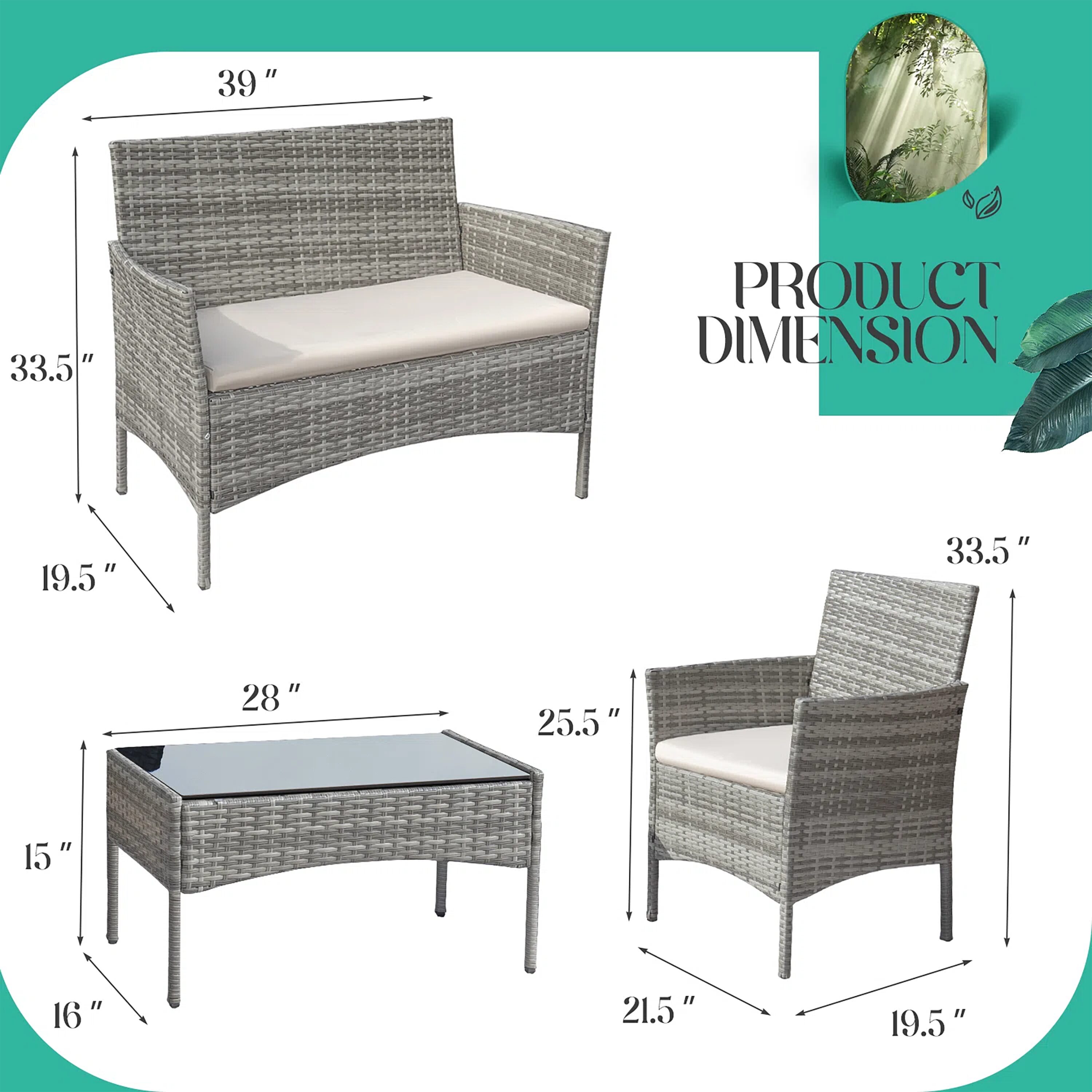 Vineego LS-LCRF71B4A Patio-Conversation-Sets - View #7