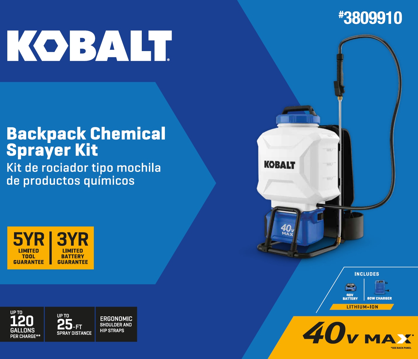 Kobalt 4-Gallons Plastic 40-volt Battery Operated Backpack Sprayer