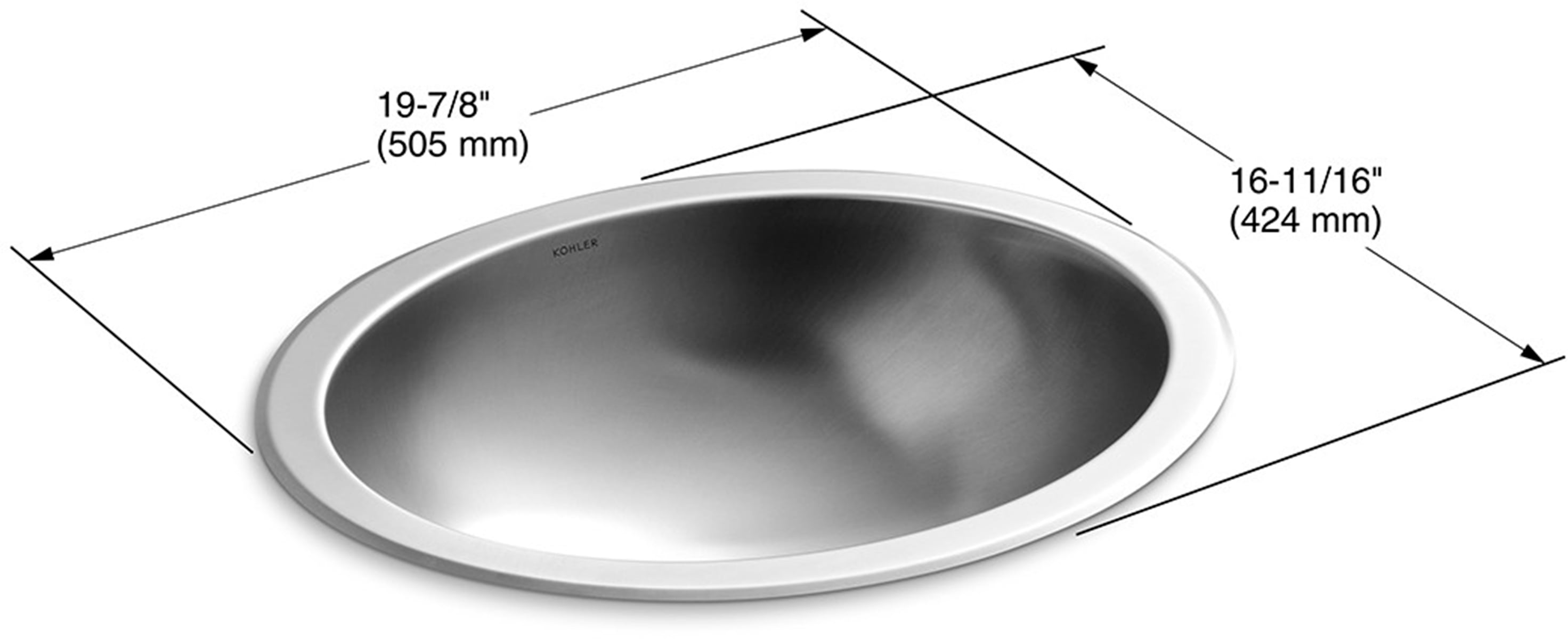 Bachata Luster Finish Stainless Steel Oval Bathroom Sink