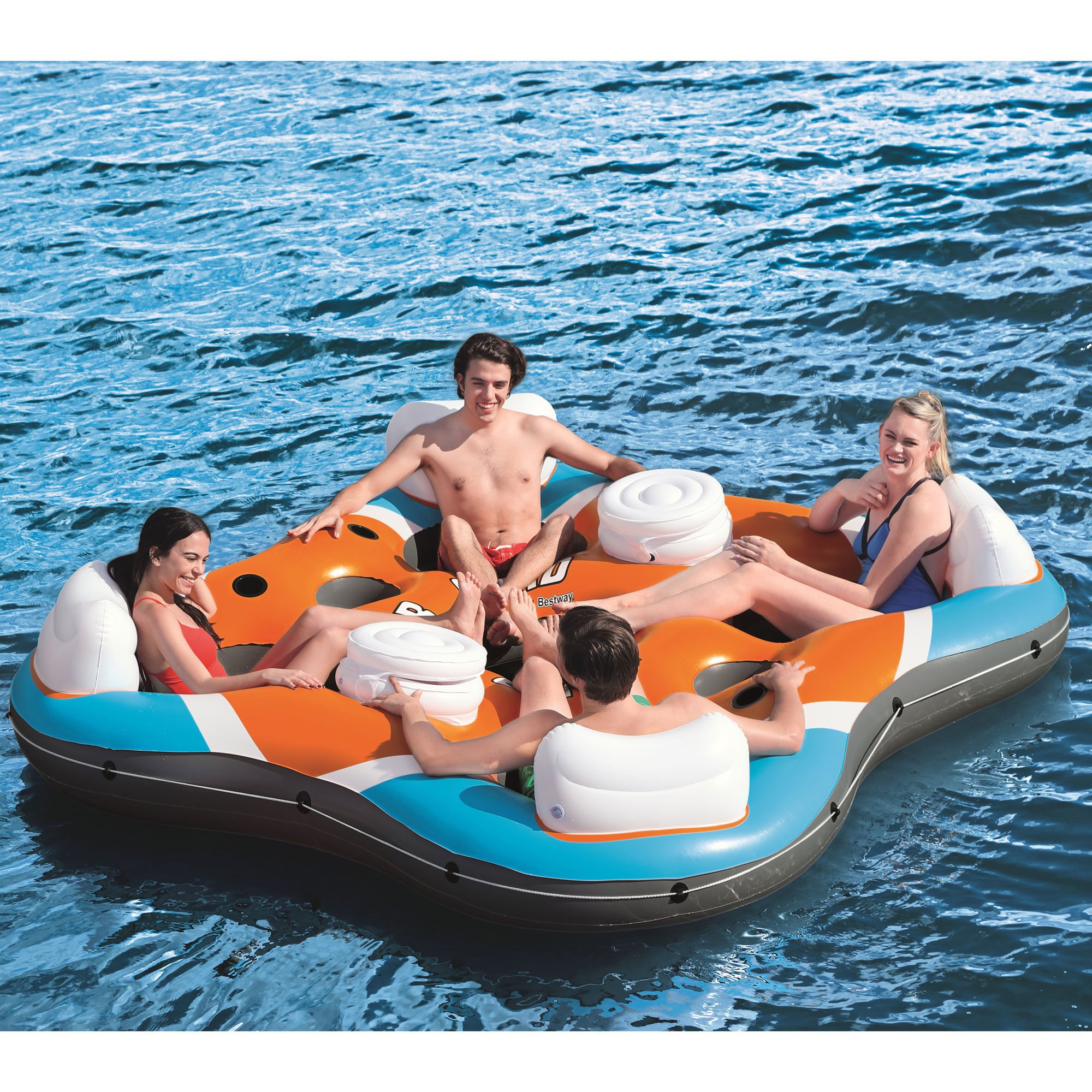 Bestway 101-in x 101-in 4-Seat Orange Inflatable Raft 2-Pack