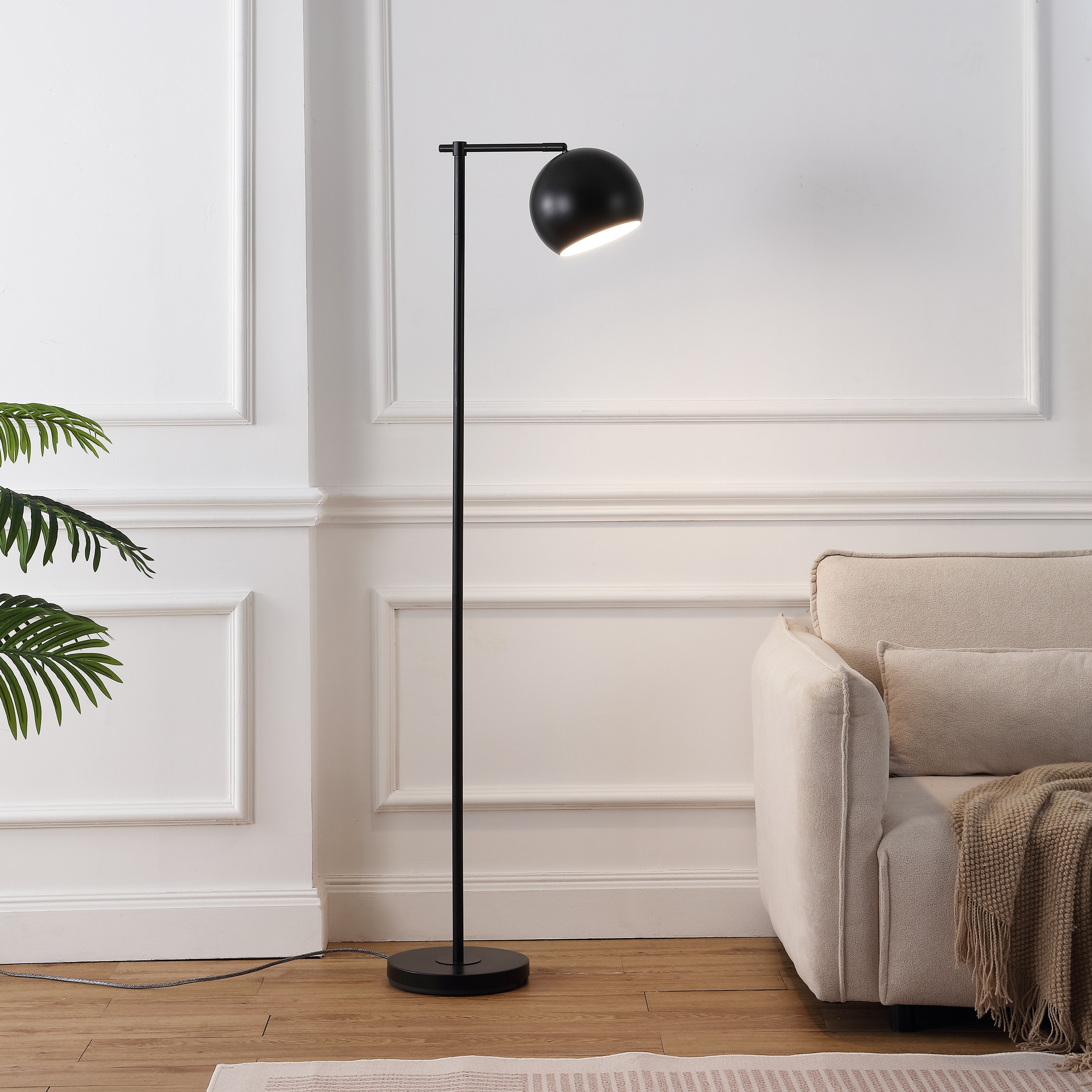 JONATHAN Y - Eva 58.5-in. Modern Contemporary LED Floor Lamp with Metal Globe Shade - Black