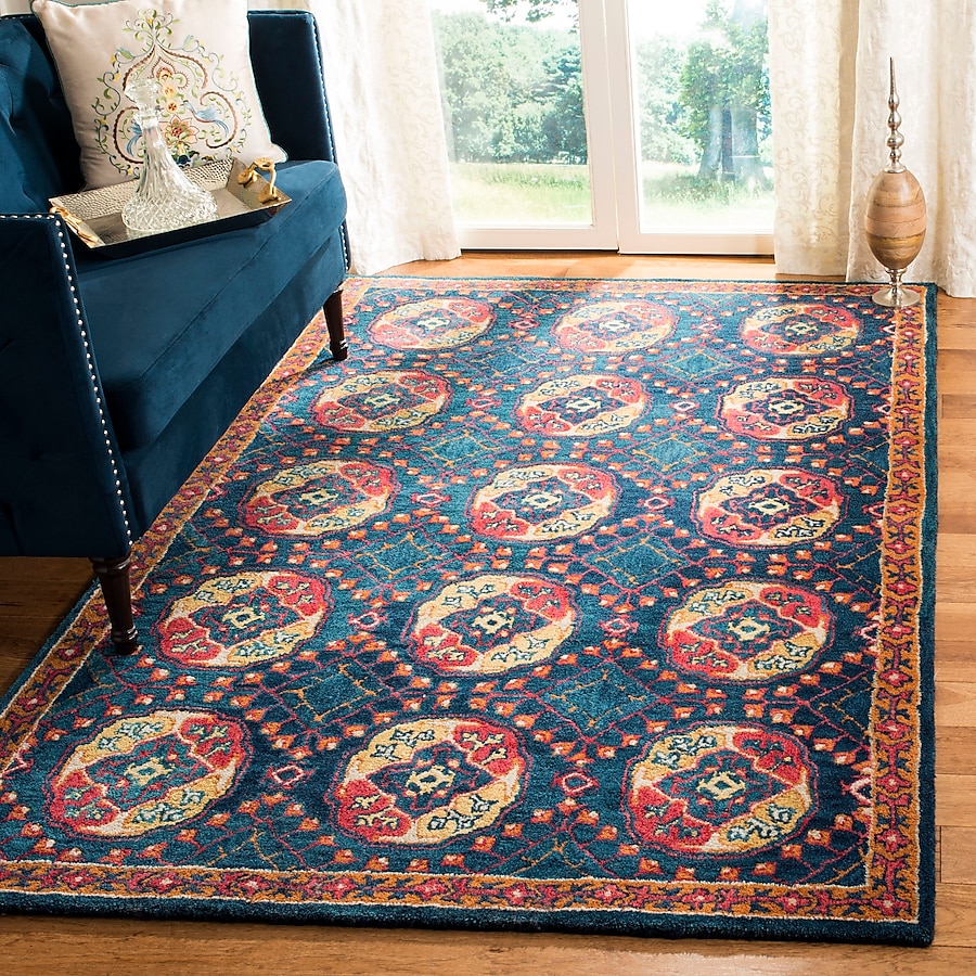 Safavieh Heritage Uttar 3 x 5 Navy/Red Indoor Floral/Botanical Oriental Handcrafted Throw Rug Safavieh Heritage Uttar 3 x 5 Navy/Red Indoor Floral/Botanical Oriental Handcrafted Throw Rug