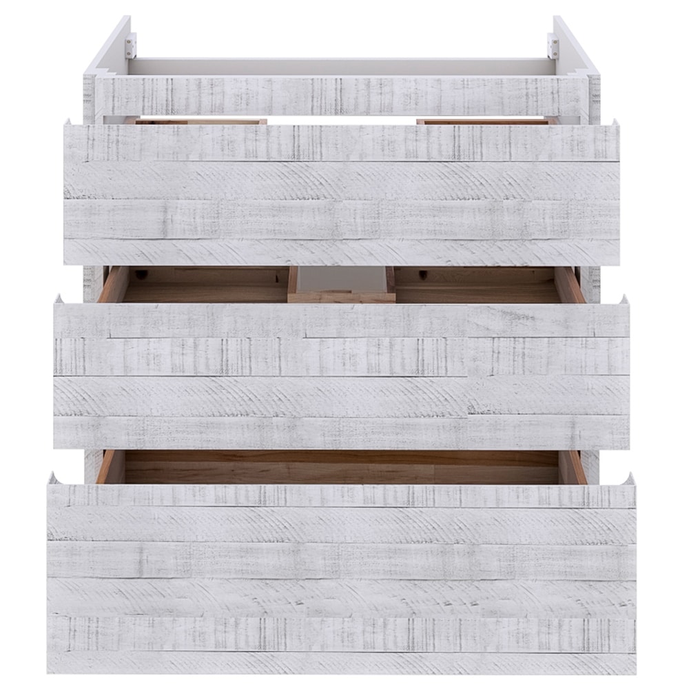 Rustic White Acacia Wood Freestanding Single Sink Bathroom Vanity