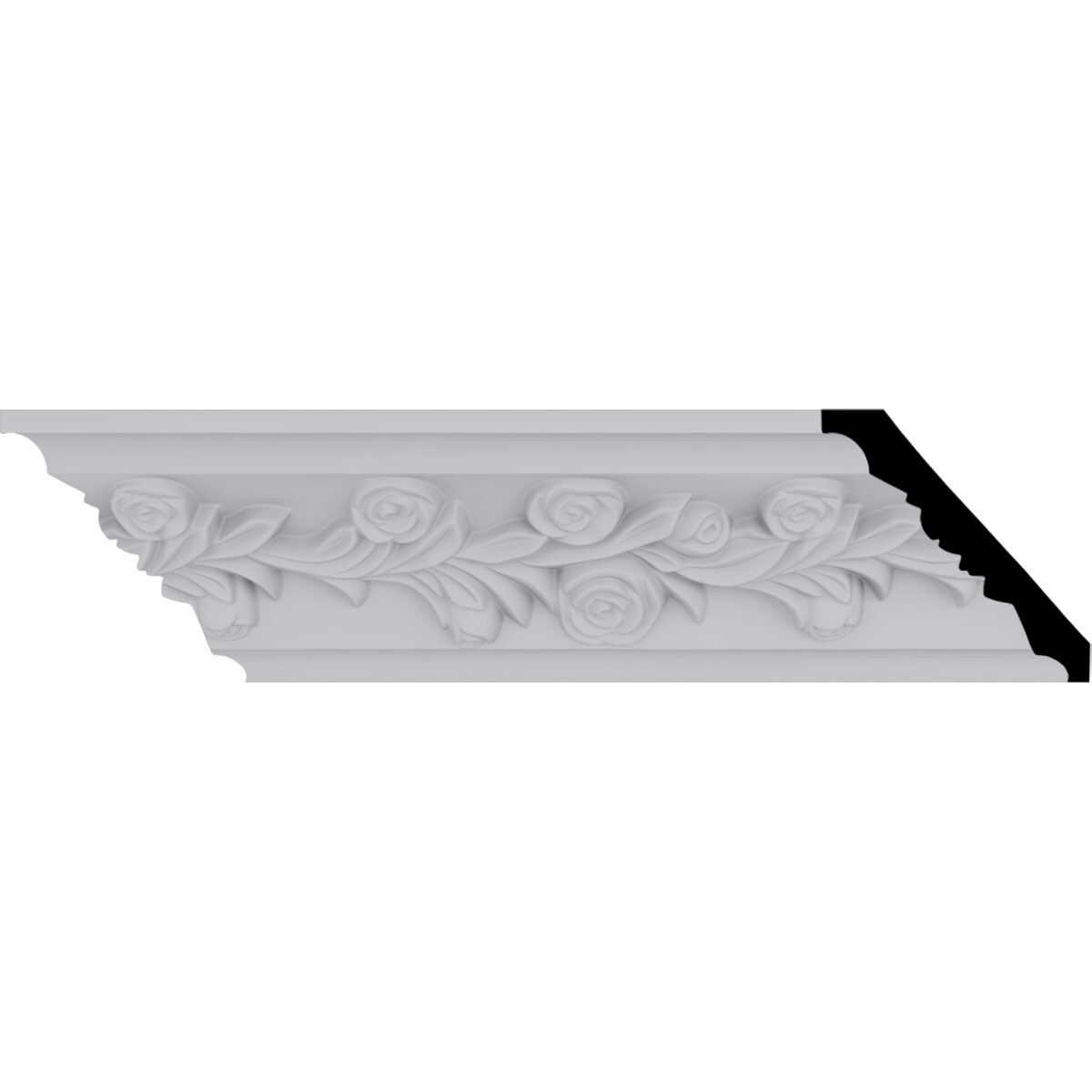 Primed Polyurethane Rose Crown Moulding, 94.5 in