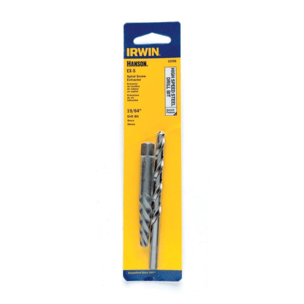 IRWIN 53705 Hanson 2-Pack Carbon Steel 3-3/8-in Screw Extractor