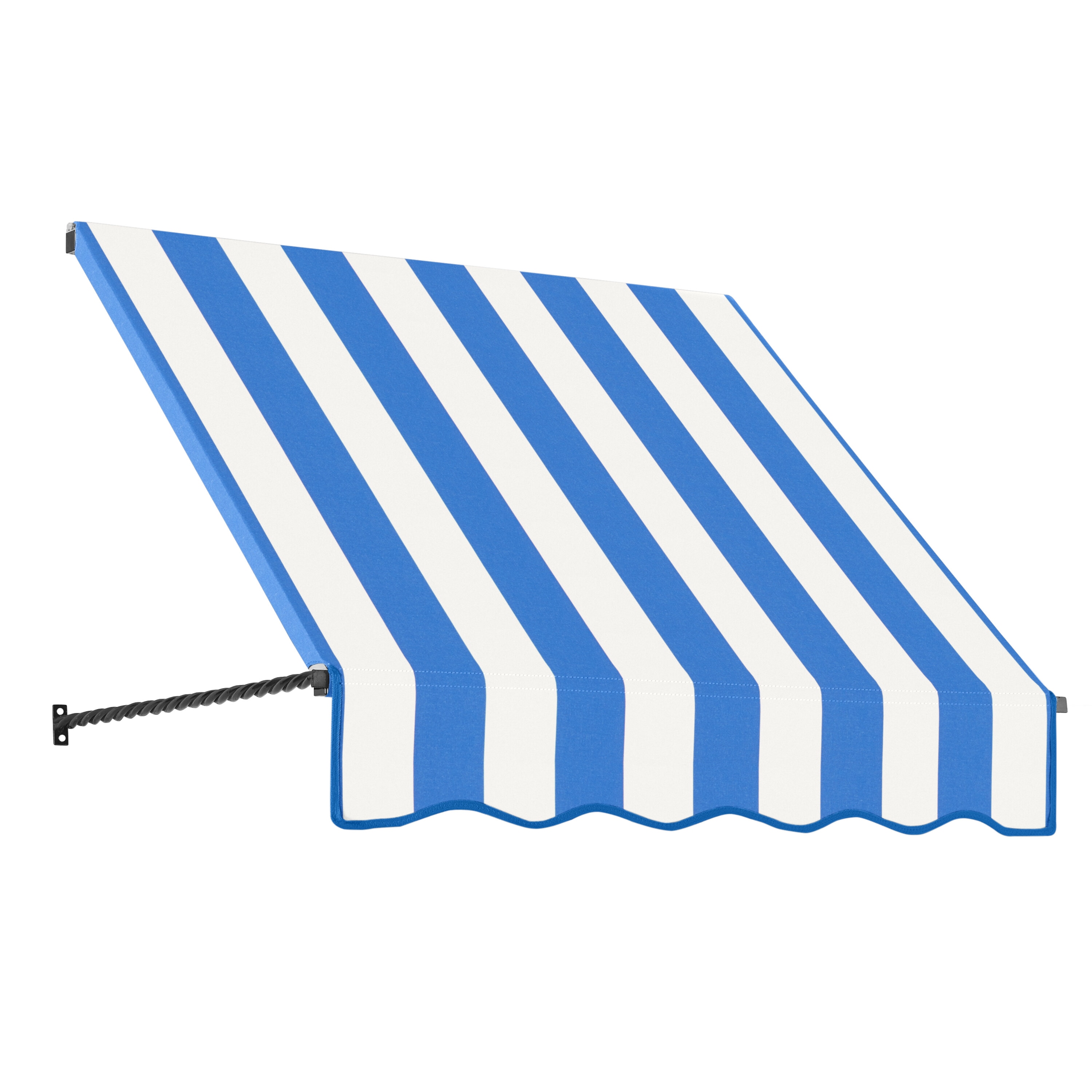 Awntech SANT22-L-3BBW Santa Fe 40.5-in Wide x 24-in Projection x 31-in Height Fabric Bright Blue/White Stripe Striped Fixed Window/Door Awning