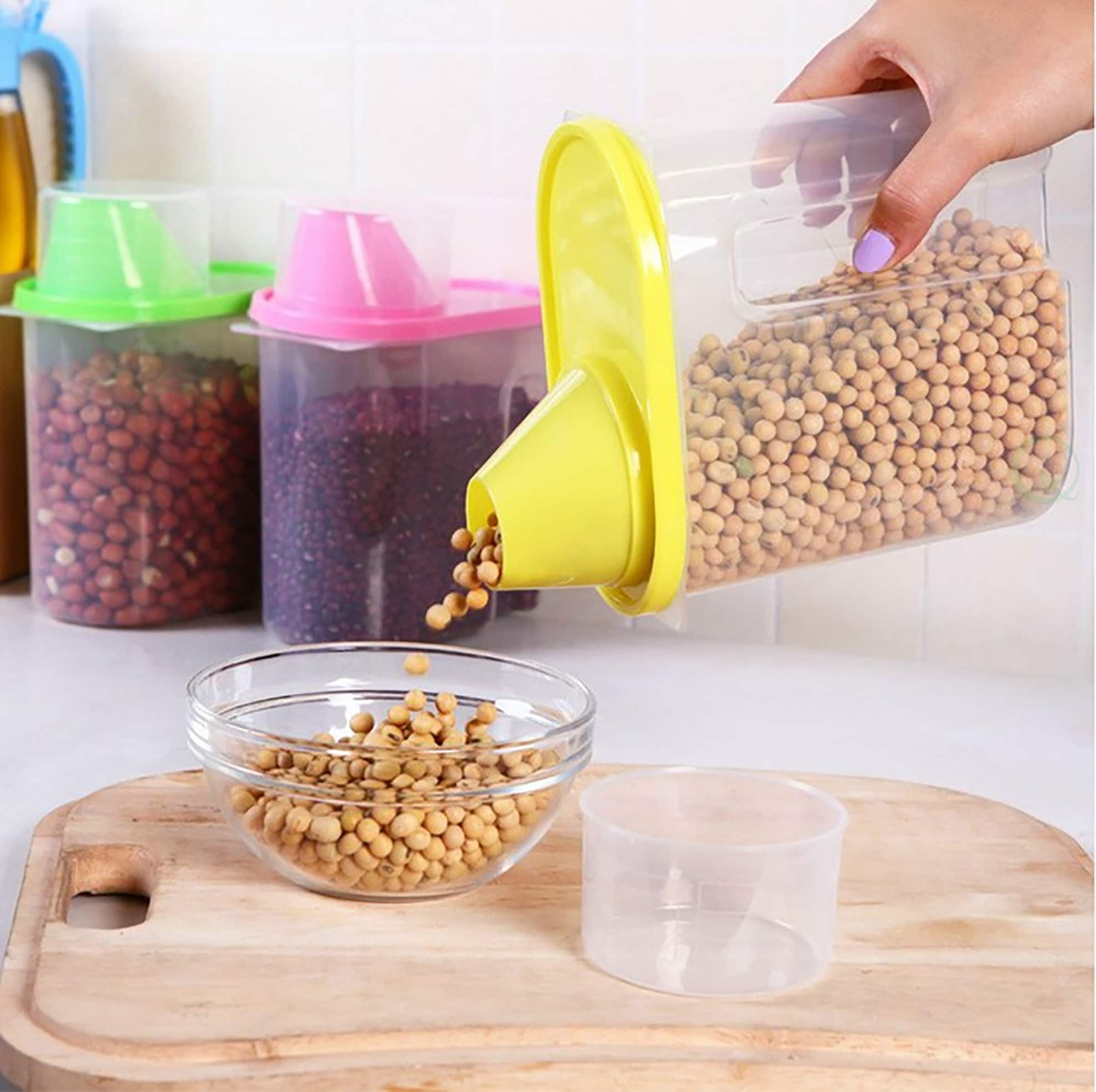 Basicwise Wide Mouth Plastic BPA-Free Reusable Rice Dispenser
