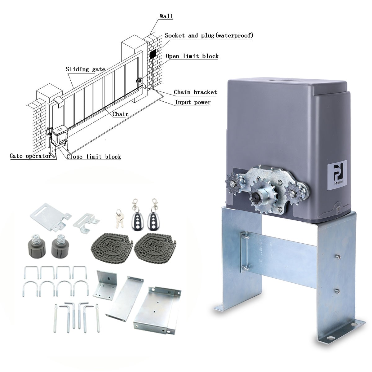 CO-Z 40-ft Slide Universal Electric Driveway Gate Opener Kit in the ...