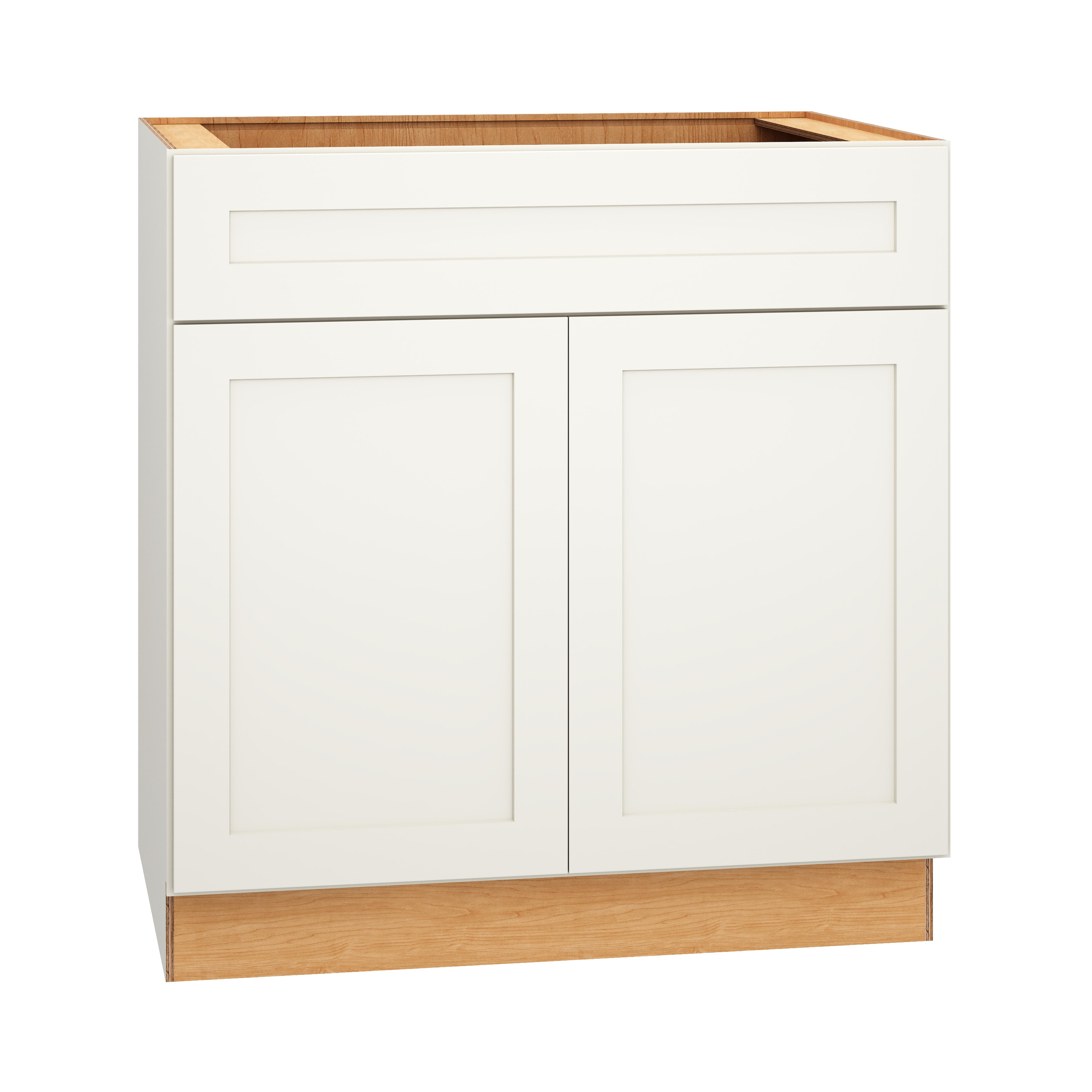 RELIABILT 332 SB33 Pinnacle 33-in W x 34.5-in H x 24-in D White Sink Base Fully assembled Plywood Cabinet (Recessed Panel Shaker)