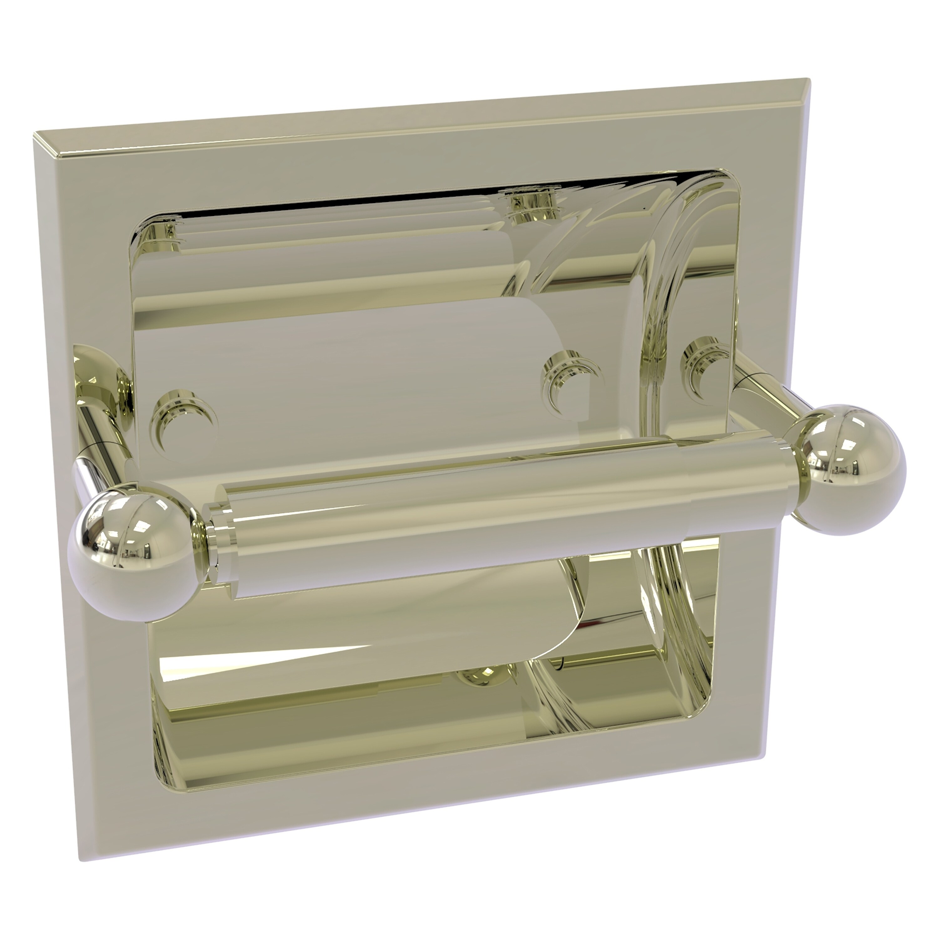 Allied Brass P1000-24C-PNI Prestige Skyline Polished Nickel Recessed Double post Toilet Paper Holder 1 -Rolls with Storage