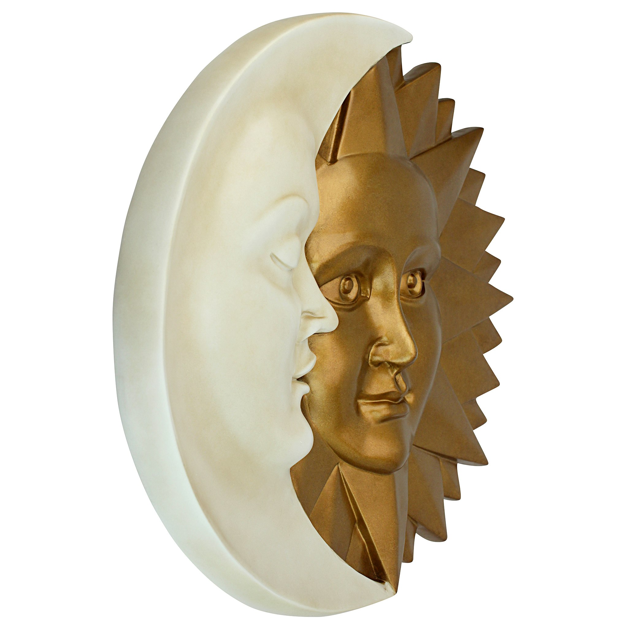 Celestial Harmony Faux Gold and Ivory Sun and Moon Wall Sculpture