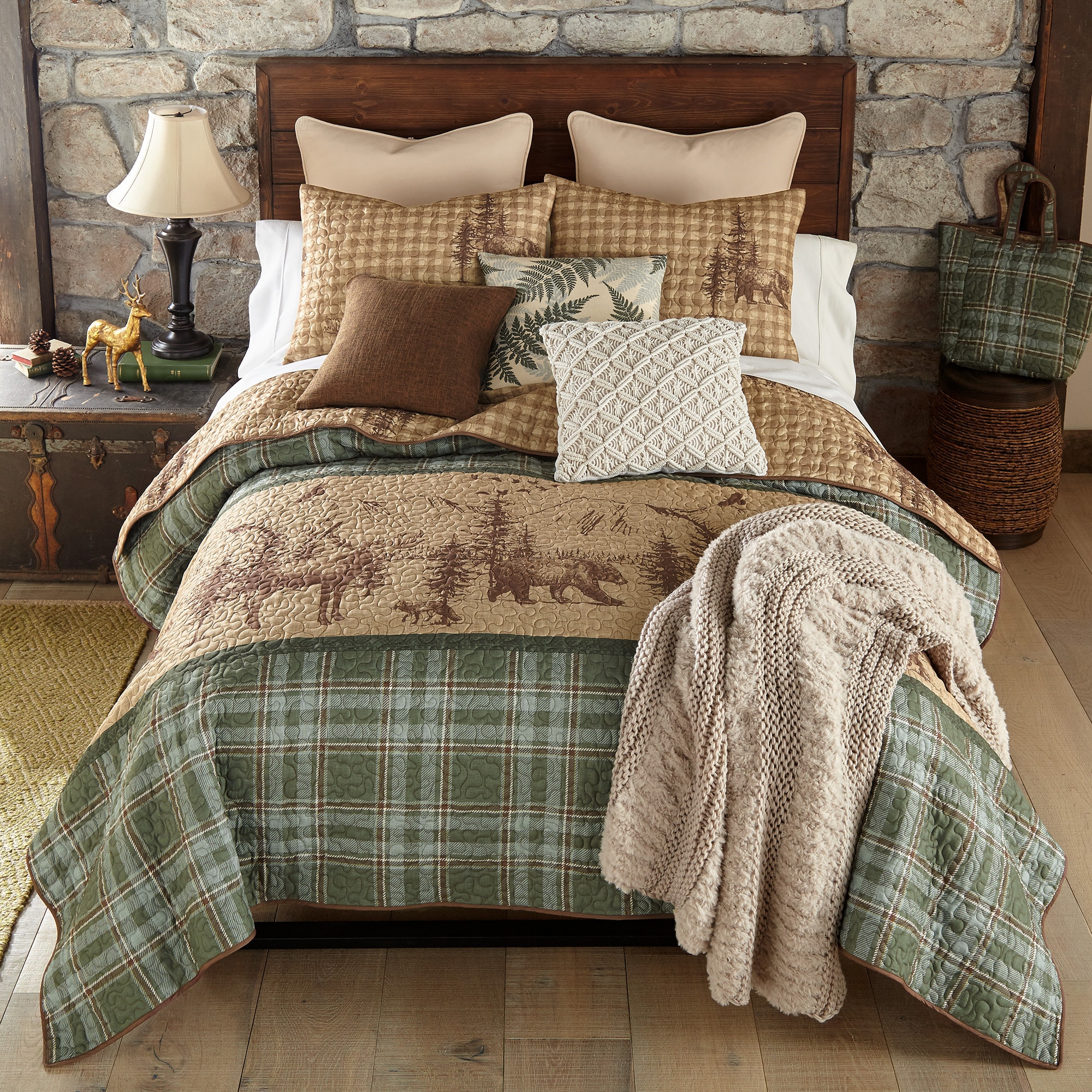 Donna Sharp 2 -Piece Green and Brown Twin Quilt Set