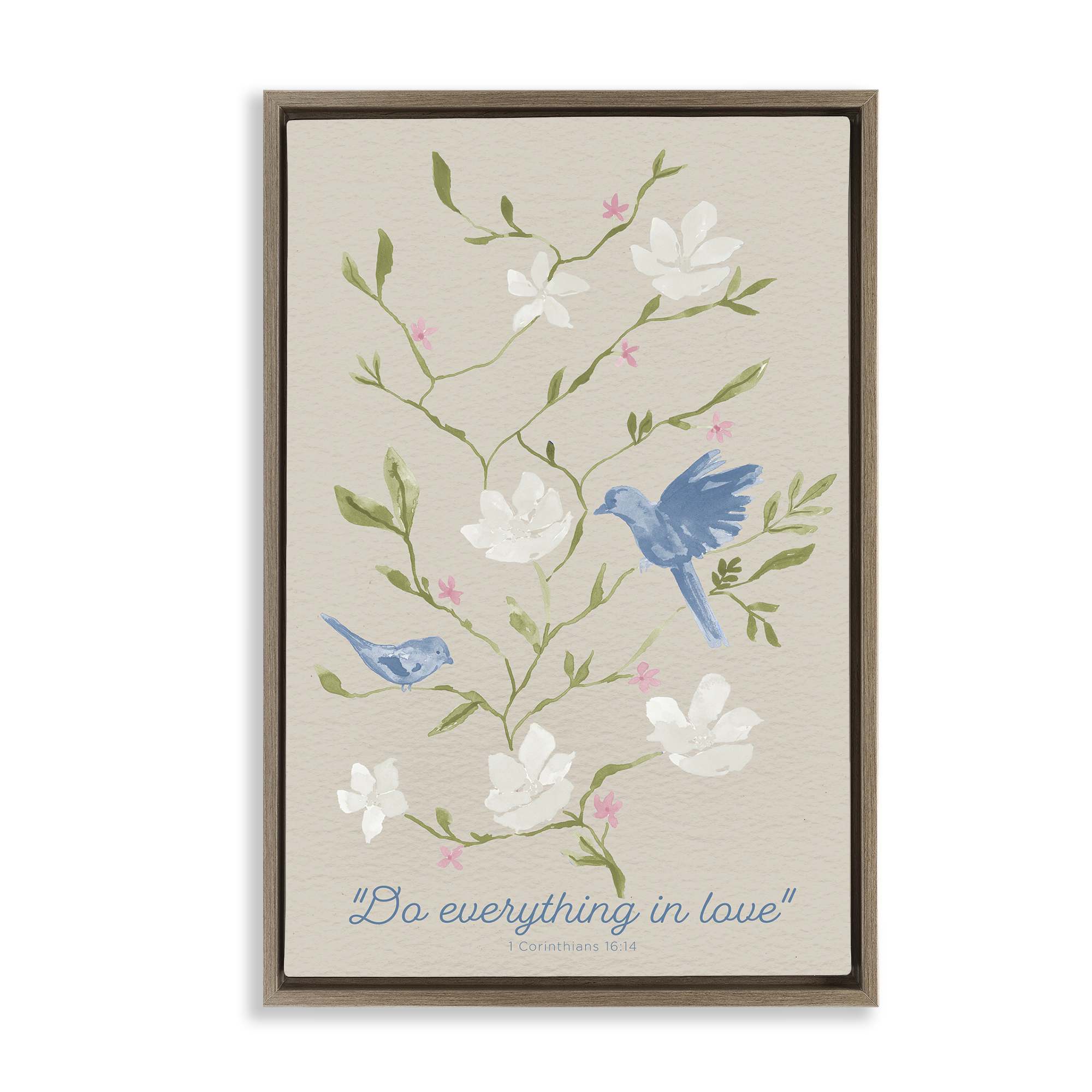 Stupell Industries BS-828-FFE-20X30 Floral Do Everything In Love Brown Framed Floater Canvas Wall Art By Lucille Price 21 x 31