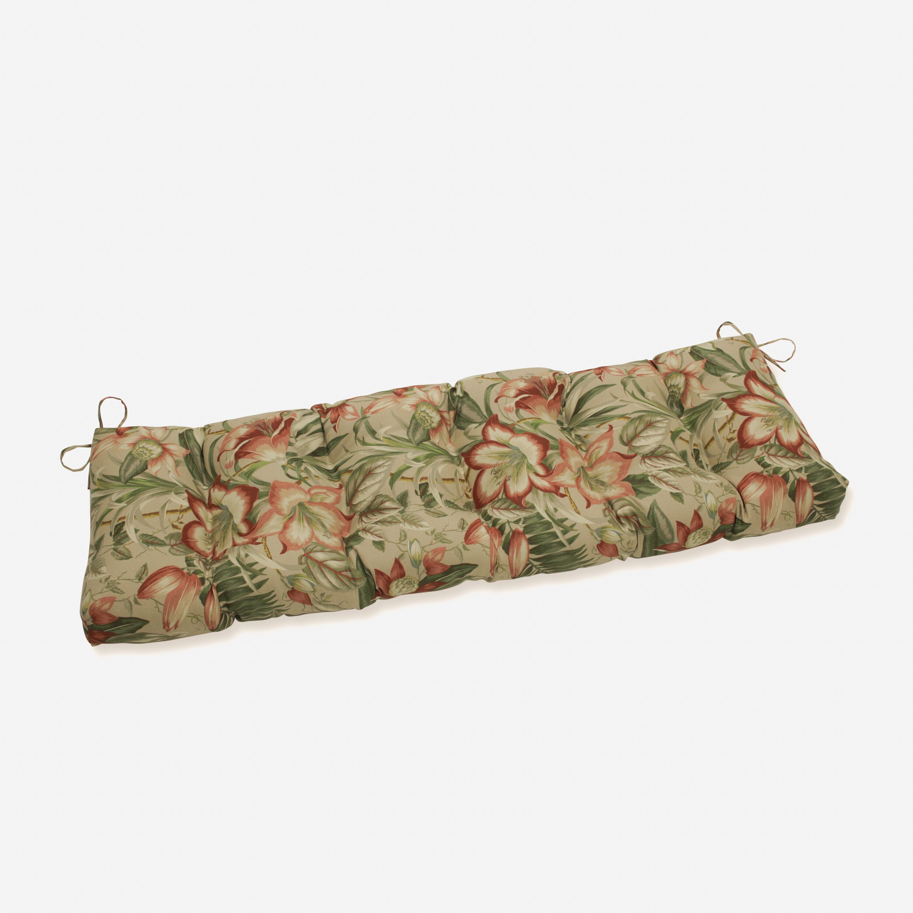 Pillow Perfect 652139 Botanical Glow Tiger Stripe 56-in x 18-in Tan Patio bench cushion