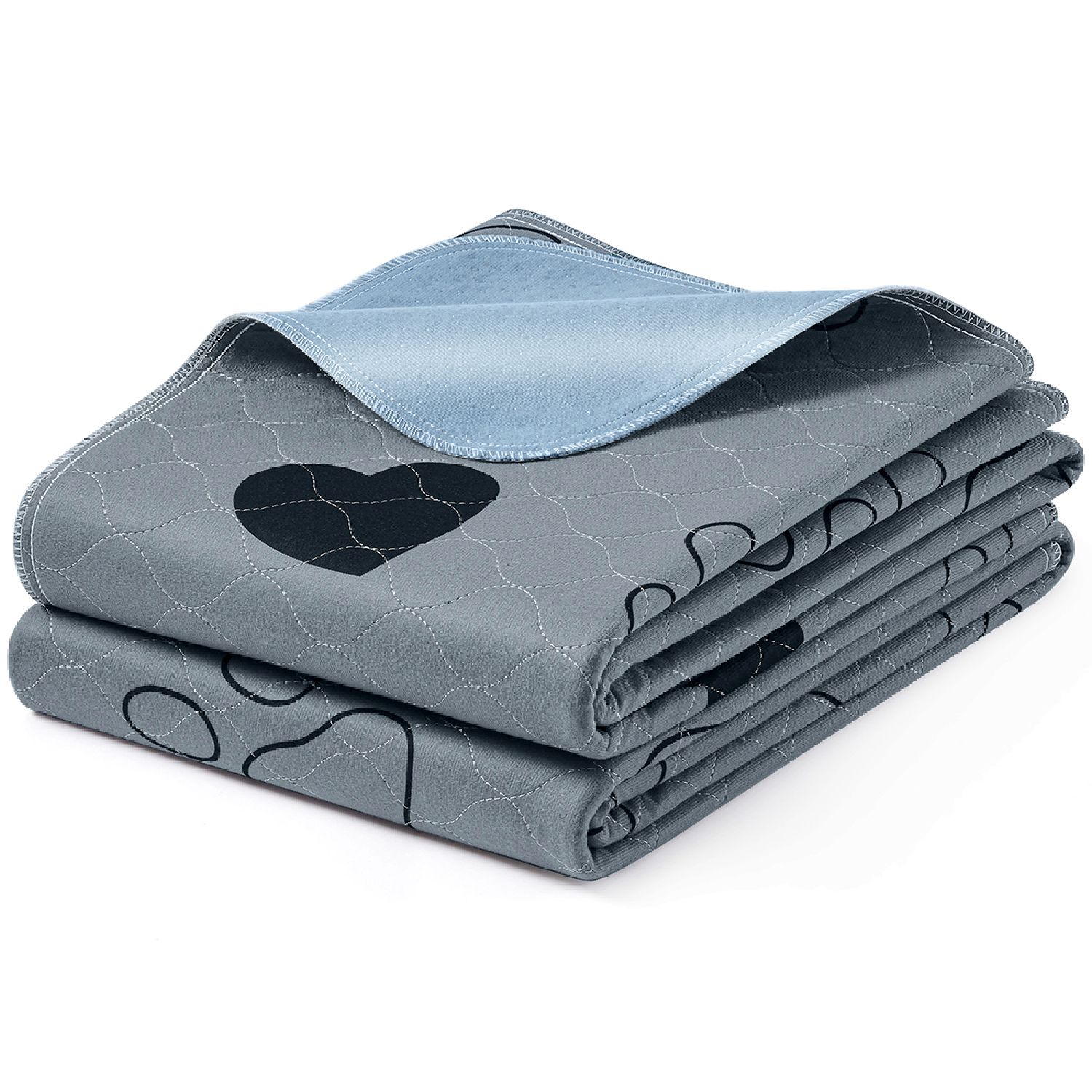 Slickblue 2-Pack Reusable Polyester Dog Pee Pads for Crates Playpens Floors Sofas Carpets and Car Seats- 60 Inch L x 48 Inch W- Gray