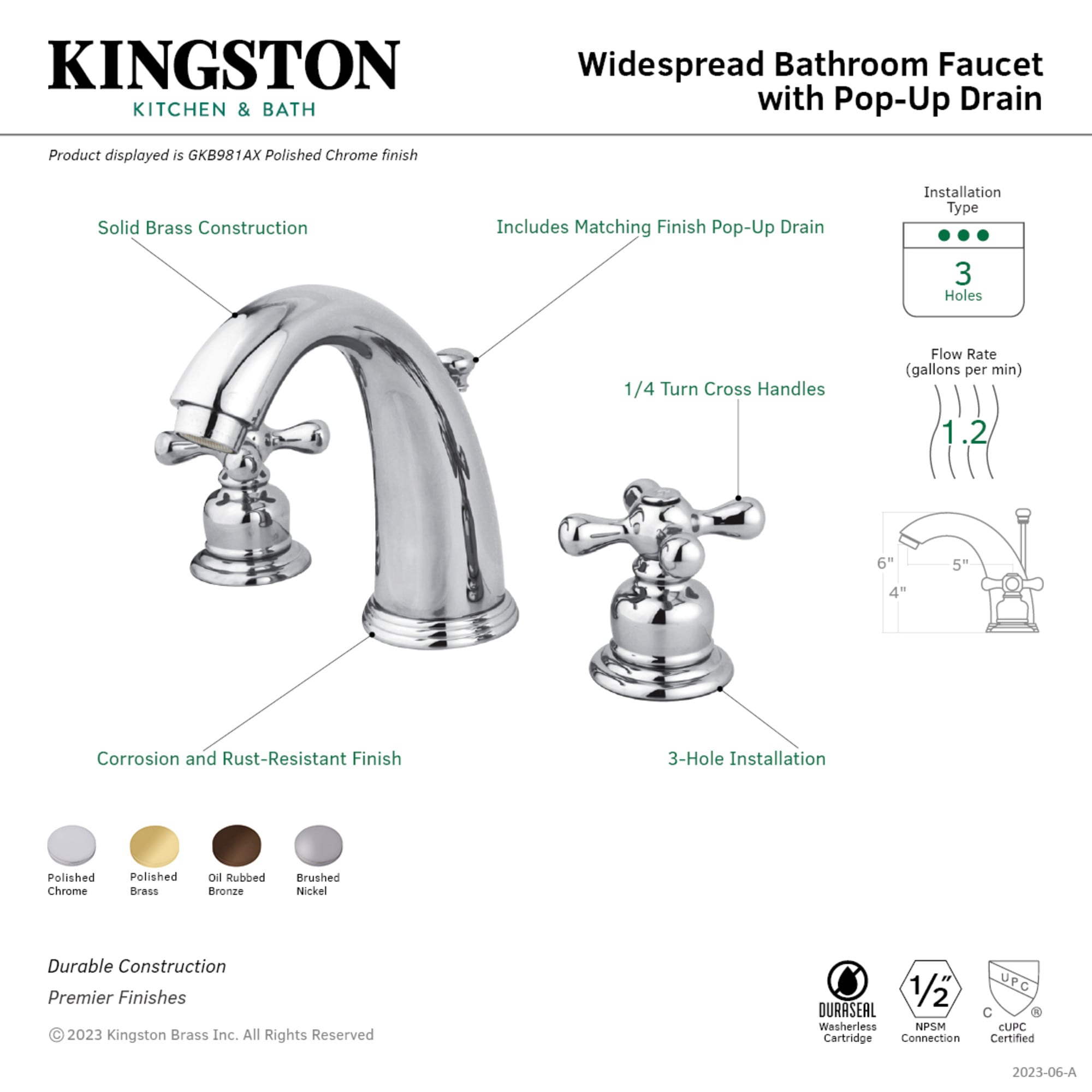 Kingston Brass WLGKB985AX Lavatory-Faucets - View #2