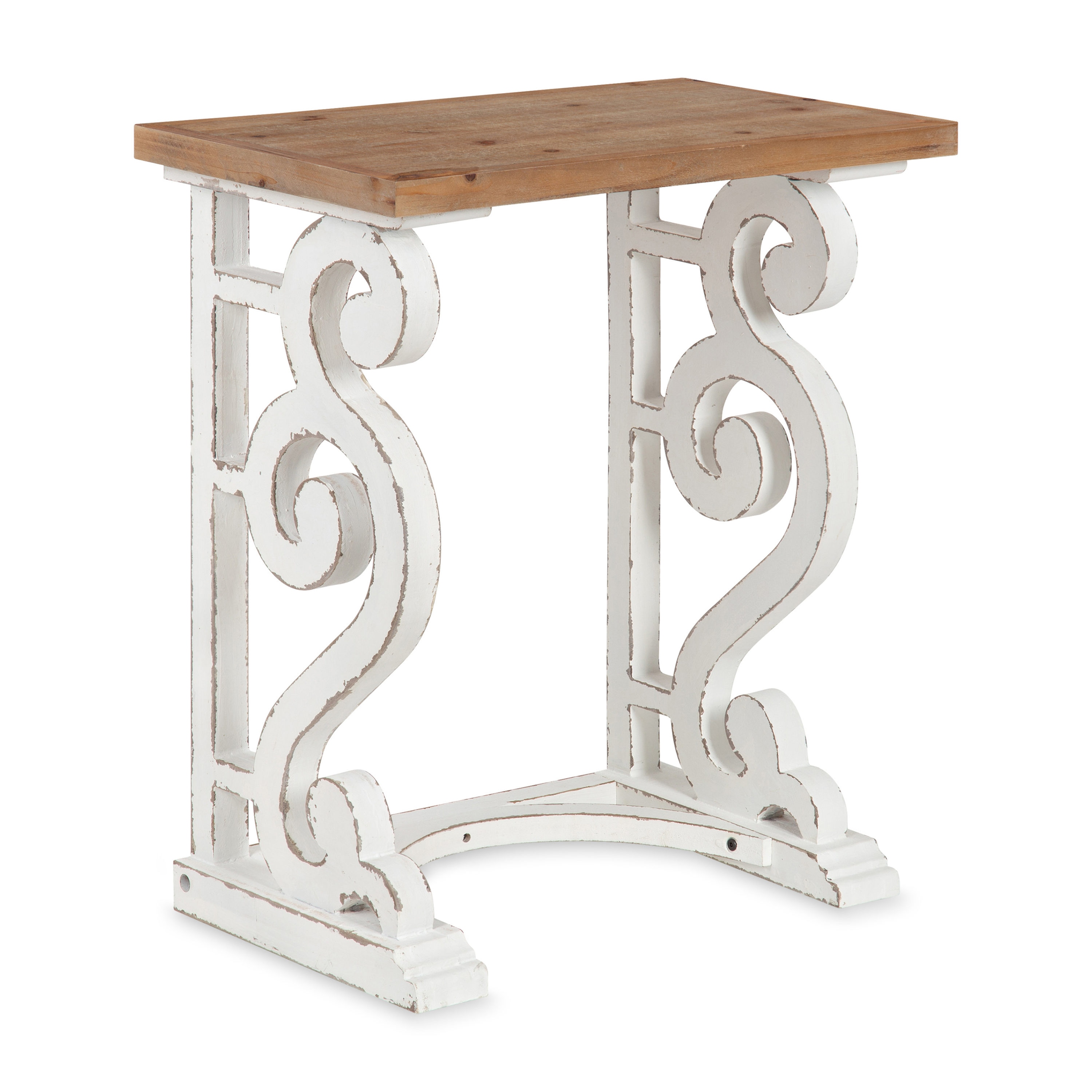 white and brown farmhouse end table