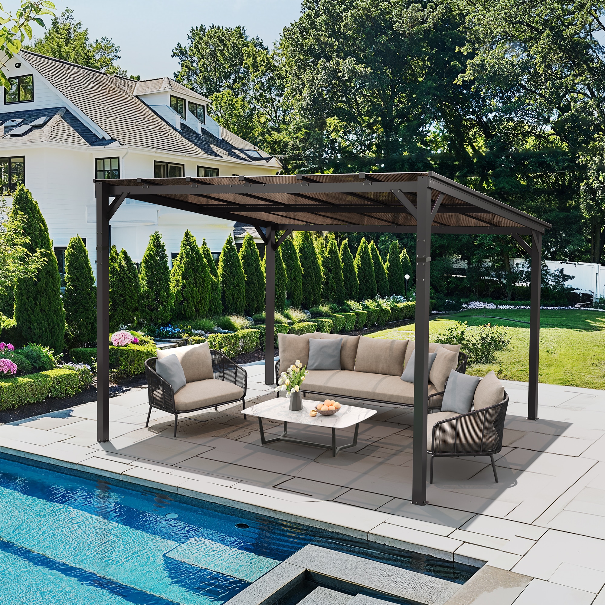 Yurevna LMD-BL-2 12-ft x 10-ft Gazebo Black Gazebo with Hardtop Roof