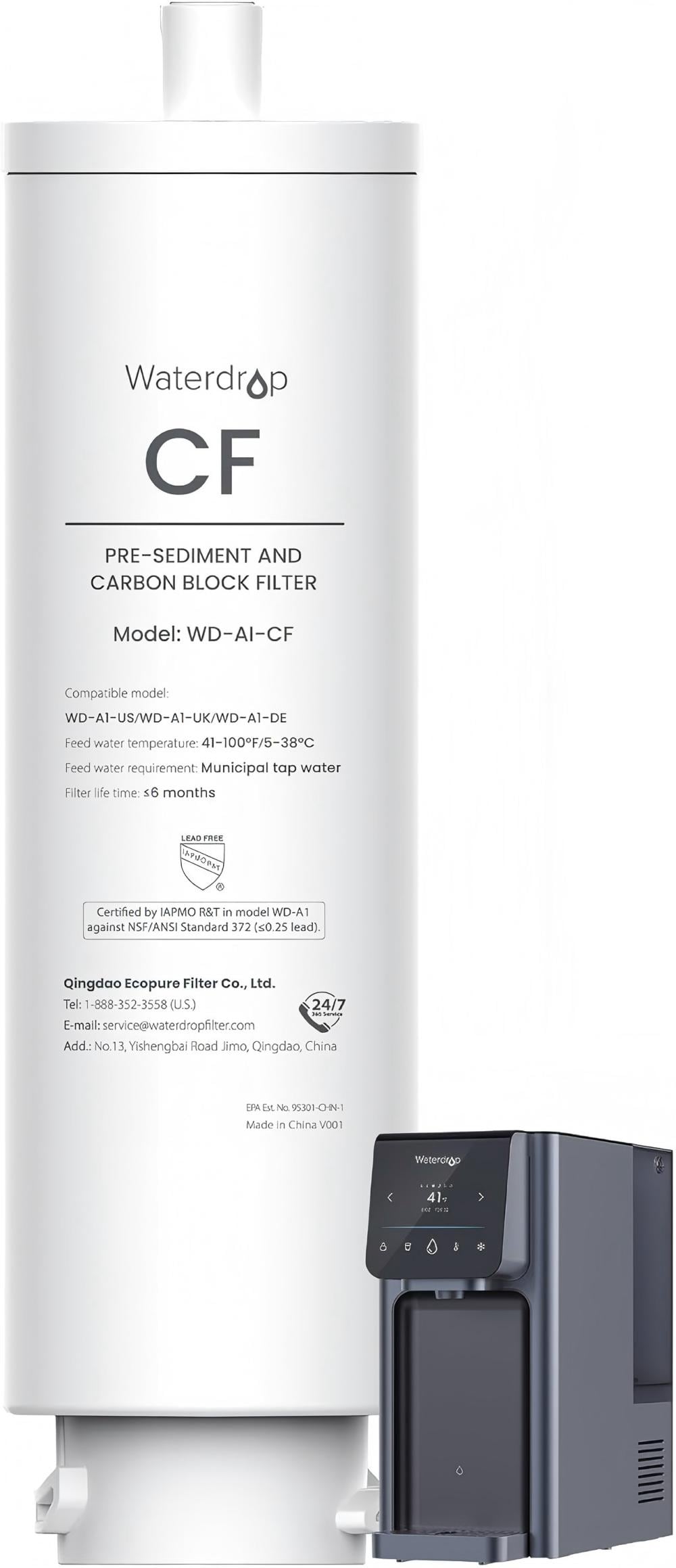 Waterdrop B-WD-A1-CF Reverse Osmosis Ultra filtration/Carbon block Under sink Replacement Filter