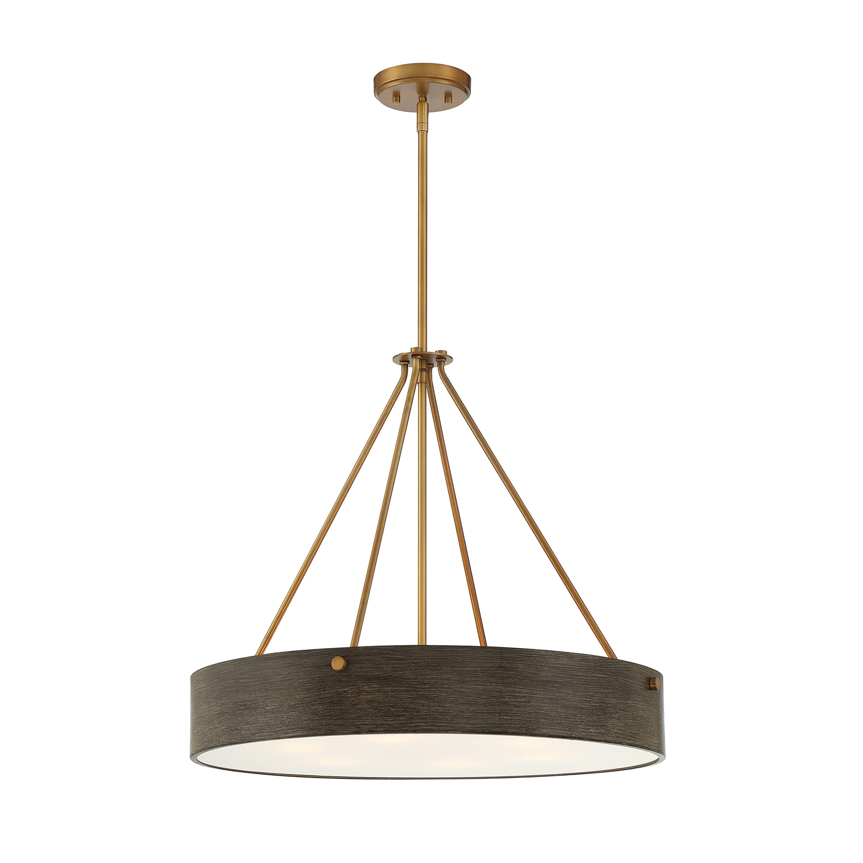 Erba Urban Slate 24" Brass Drum Pendant Light for Indoor/Outdoor