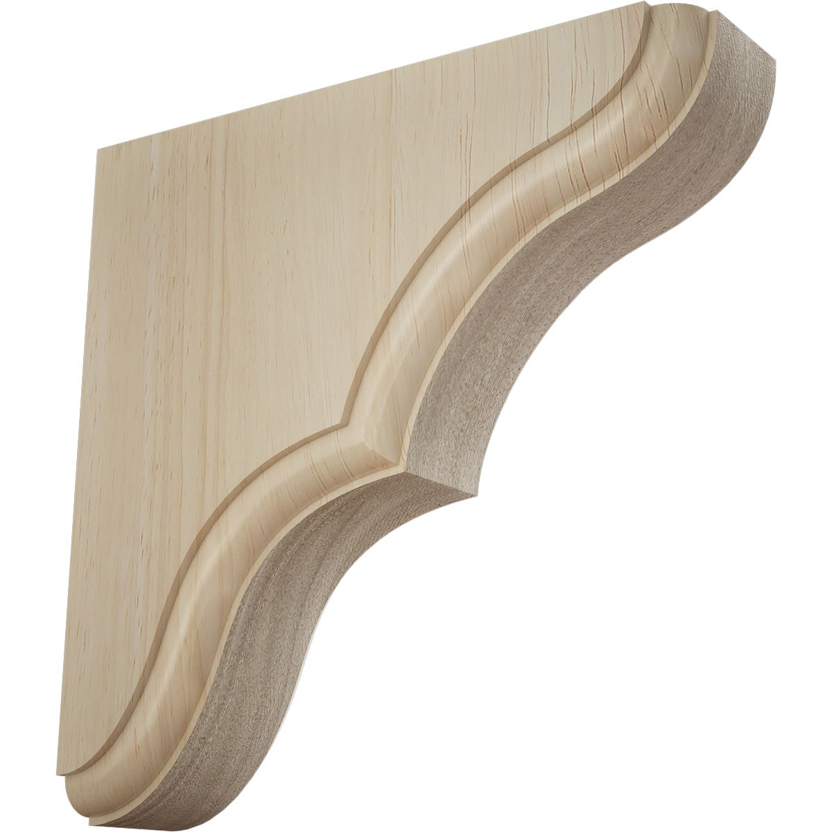 Ekena Millwork BKTW02X06X06STRW Stratford 1-3/4-in x 5-1/2-in x 5-1/2-in Rubberwood Brown Wood Standard bracket
