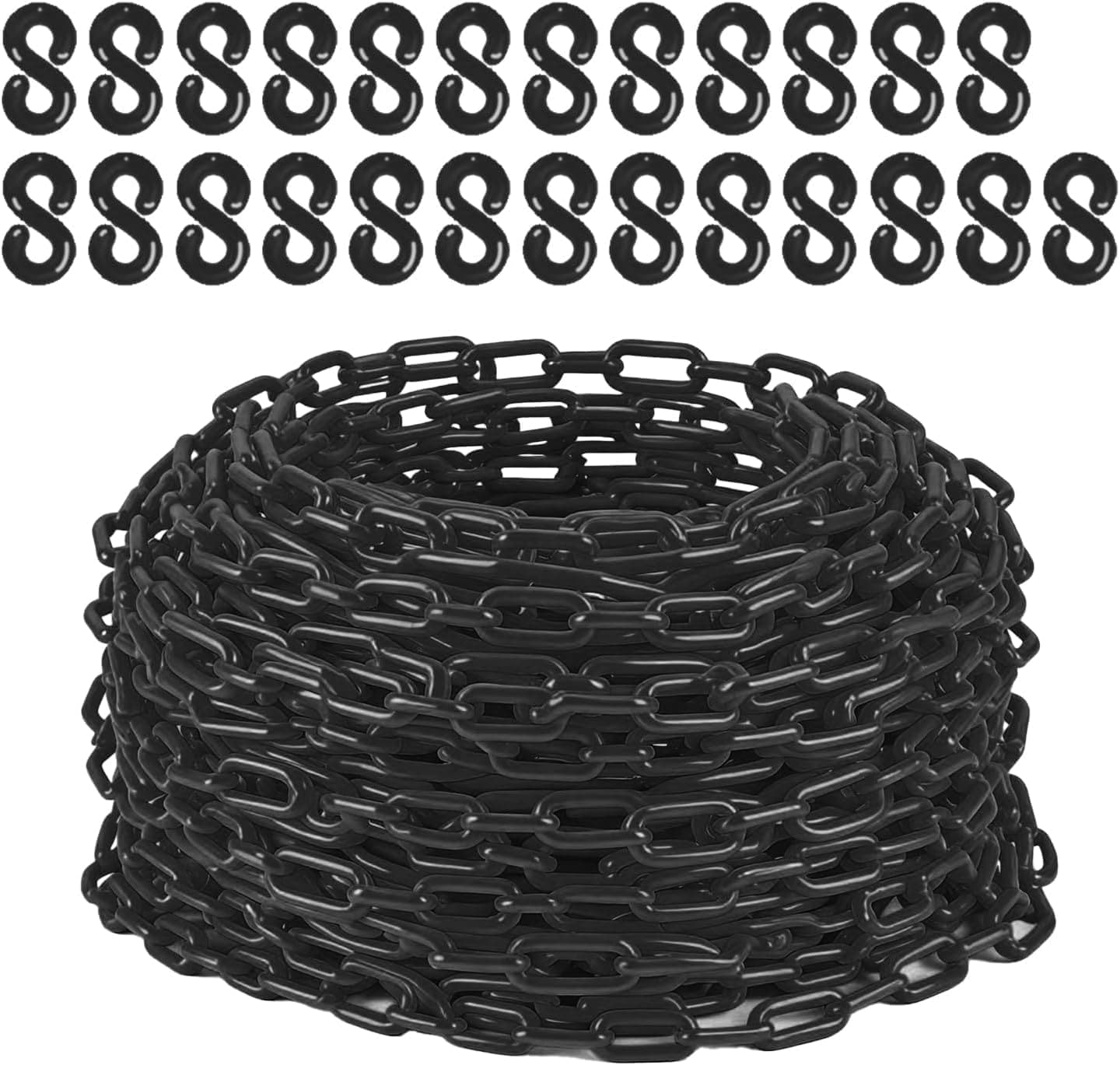 IdealHouse 120FT UV Resistant Safety Chain - Plastic Barrier with 25 Hooks - Crowd Control Parking Construction Queue Management - Black #C85-5R9T4RMH0HOA