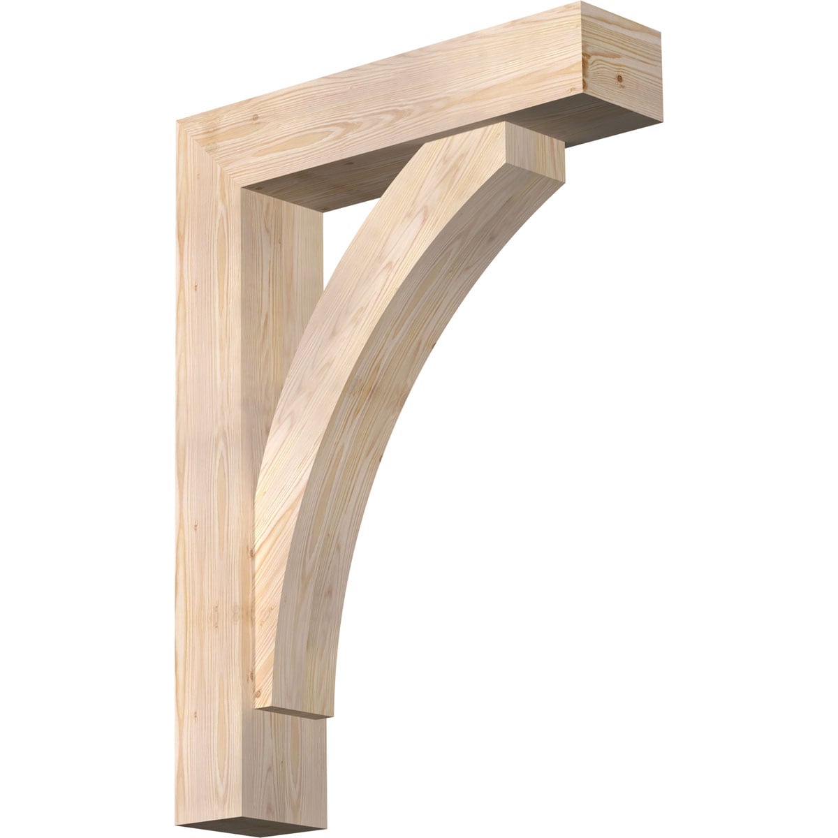 Ekena Millwork 1464192 Thorton Block Smooth Bracket with Offset Brace Douglas Fir Wood Standard Bracket