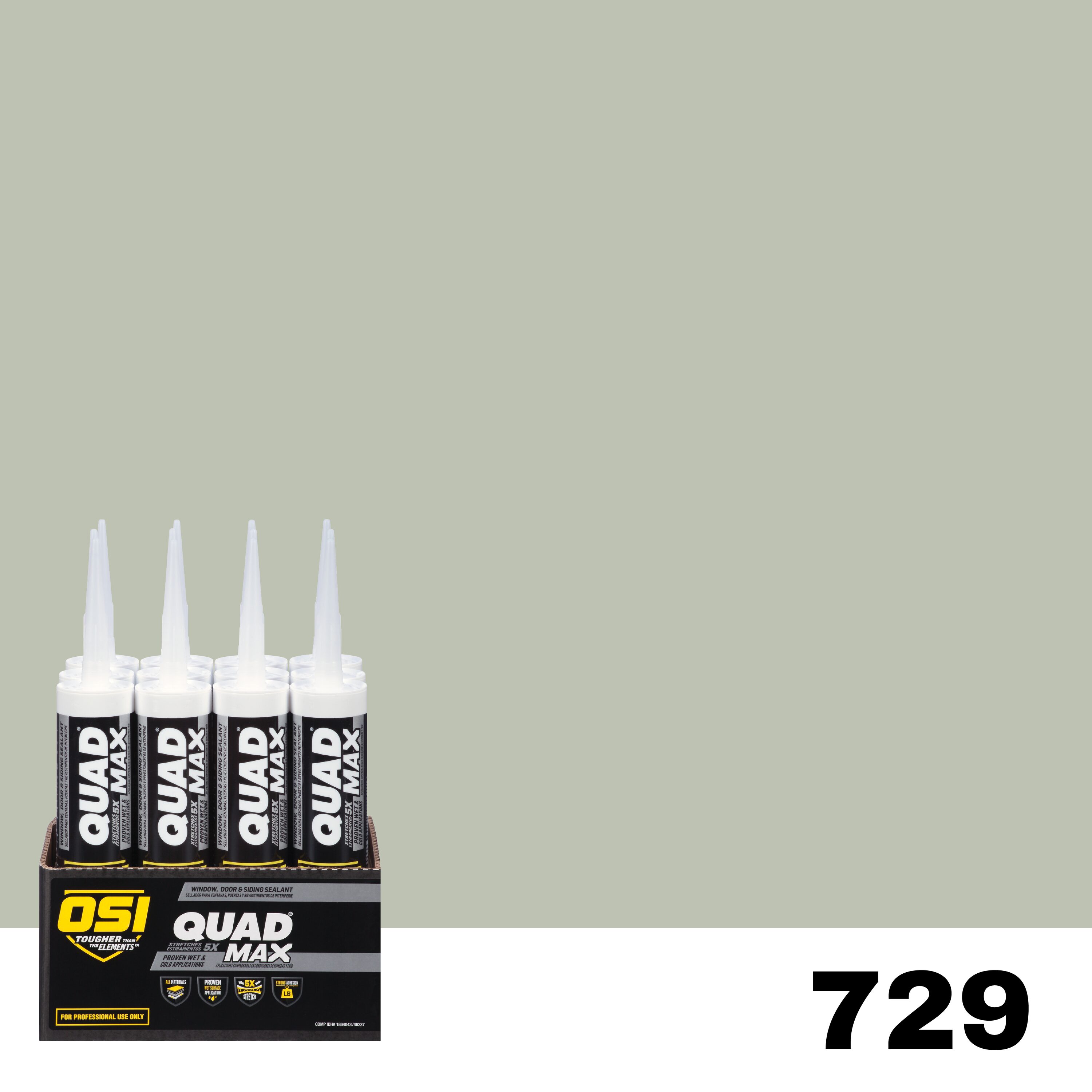 OSI 1869691 Quad Max 12 -Pack 9.5-oz Window door Green 729 Paintable Advanced Sealant Caulk