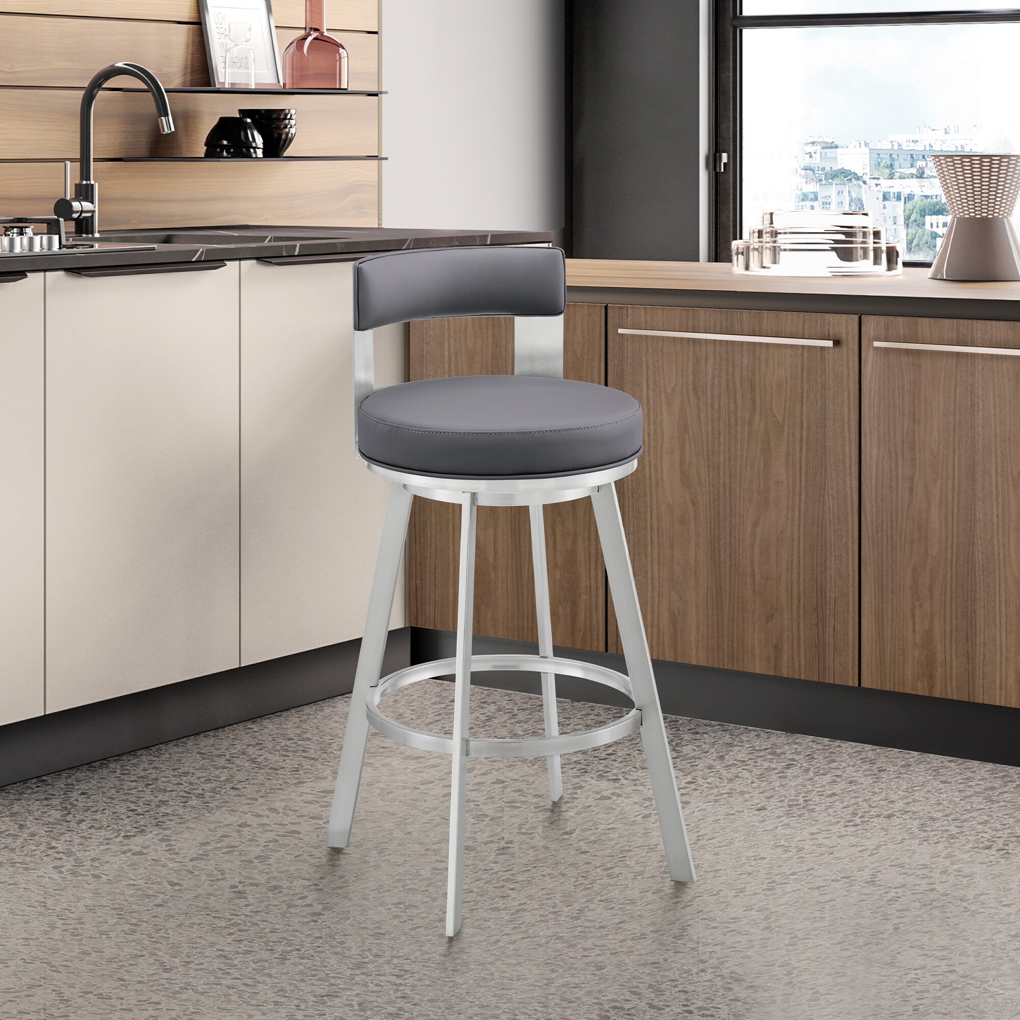 Armen Living LCFLBASLSLGRY26 stools - View #2