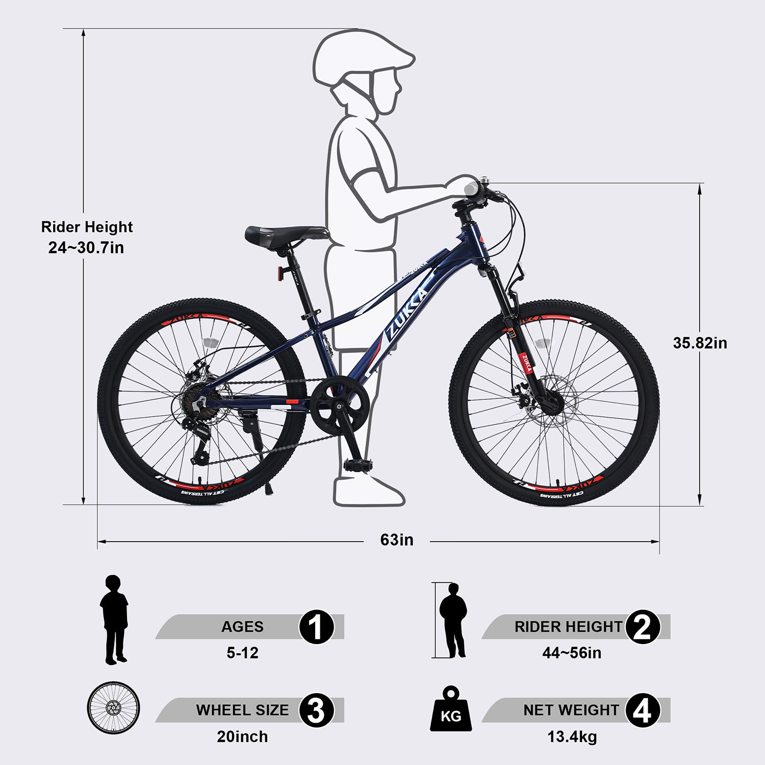 SINOFURN 24-in Boy's Mountain Bike, Full Suspension, 7-Speed, Aluminum ...