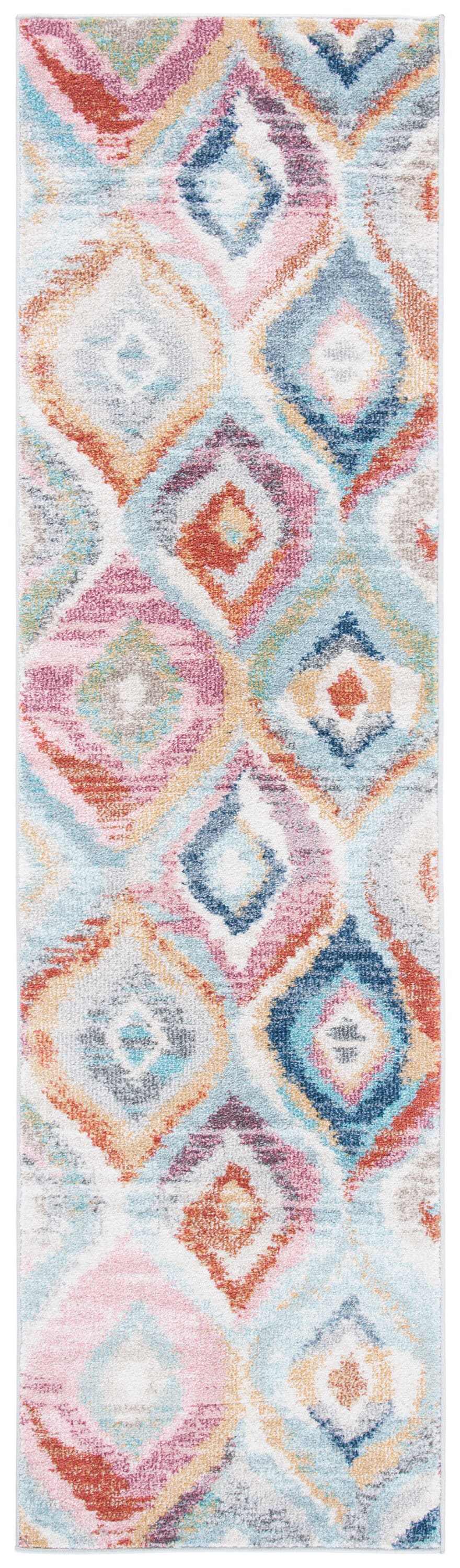Safavieh 2.2-ft x 8-ft Light Blue/Pink Indoor Abstract Runner Rug in ...