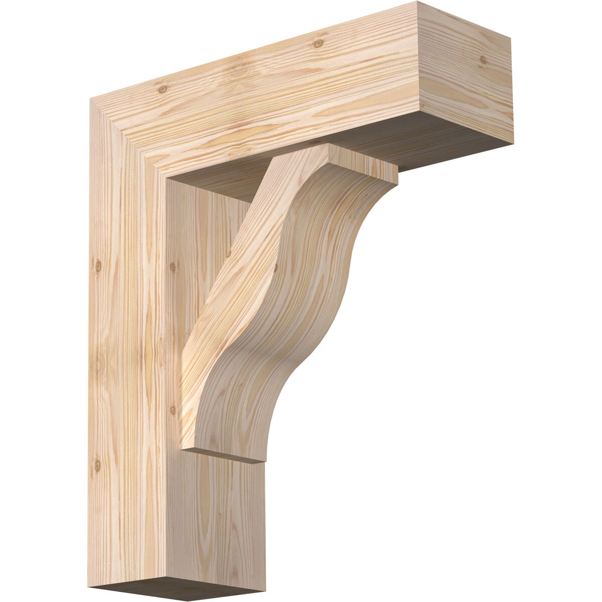 Ekena Millwork 1462571 Funston block smooth bracket with offset brace Douglas Fir Wood Standard Bracket