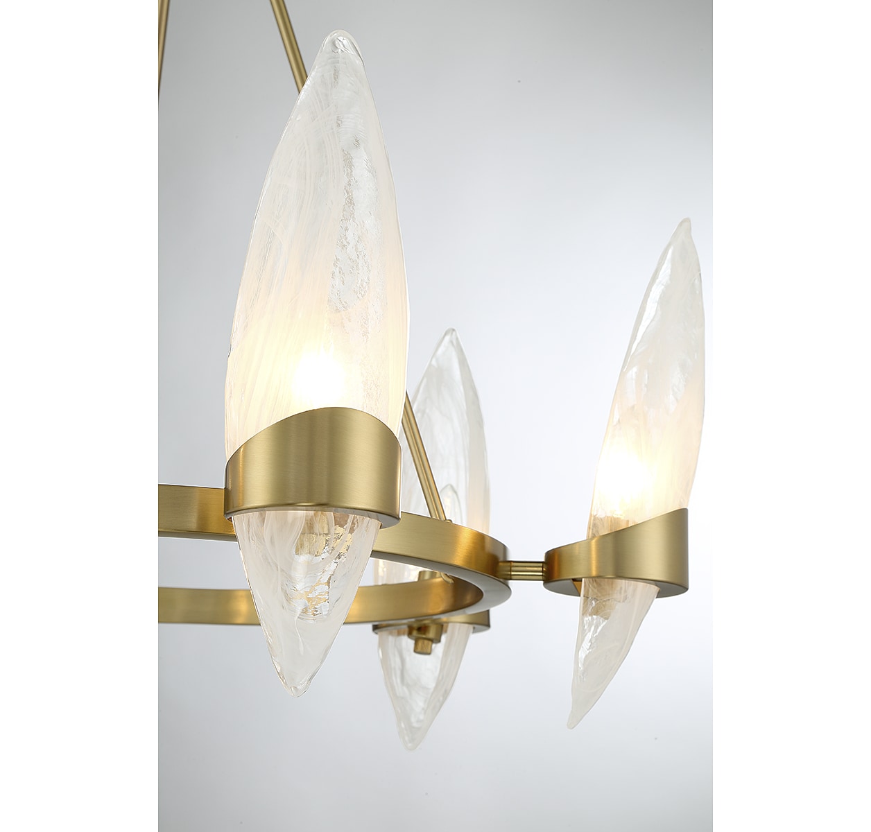Nouvel Warm Brass 6-Light Chandelier with Handmade Glass Shades