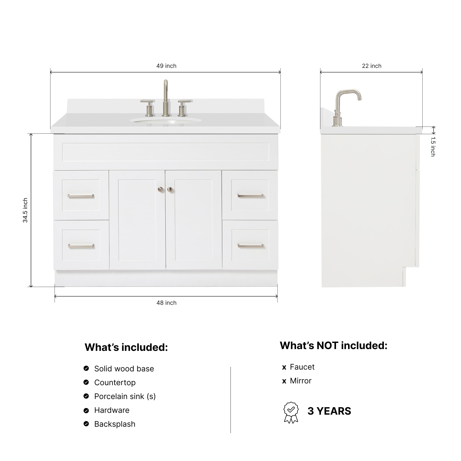 ARIEL F049SWQOVOWHT Bath-Vanity-Combo - View #3