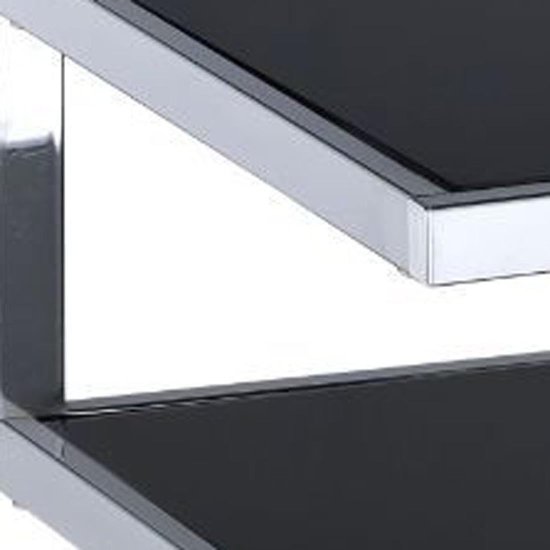 Alysa 16'' Black Glass & Stainless Steel 3-Tier End Table
