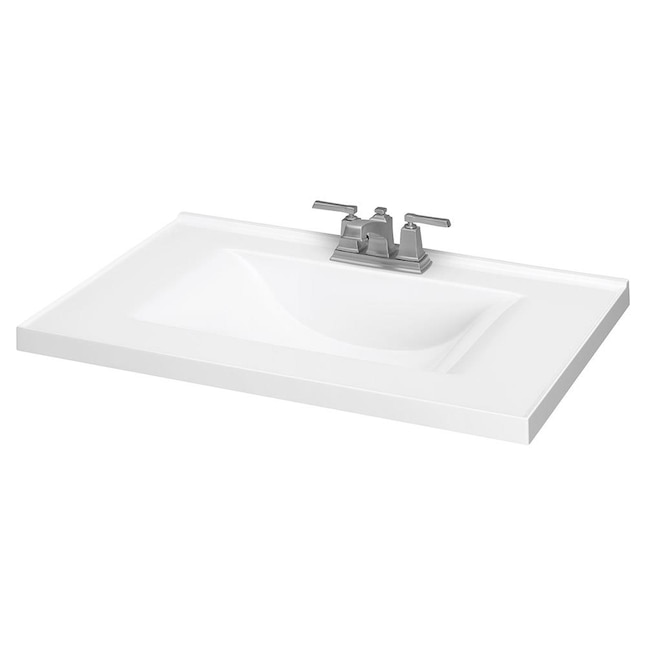 31 In White Cultured Marble Single Sink, 31 Inch White Marble Vanity Top