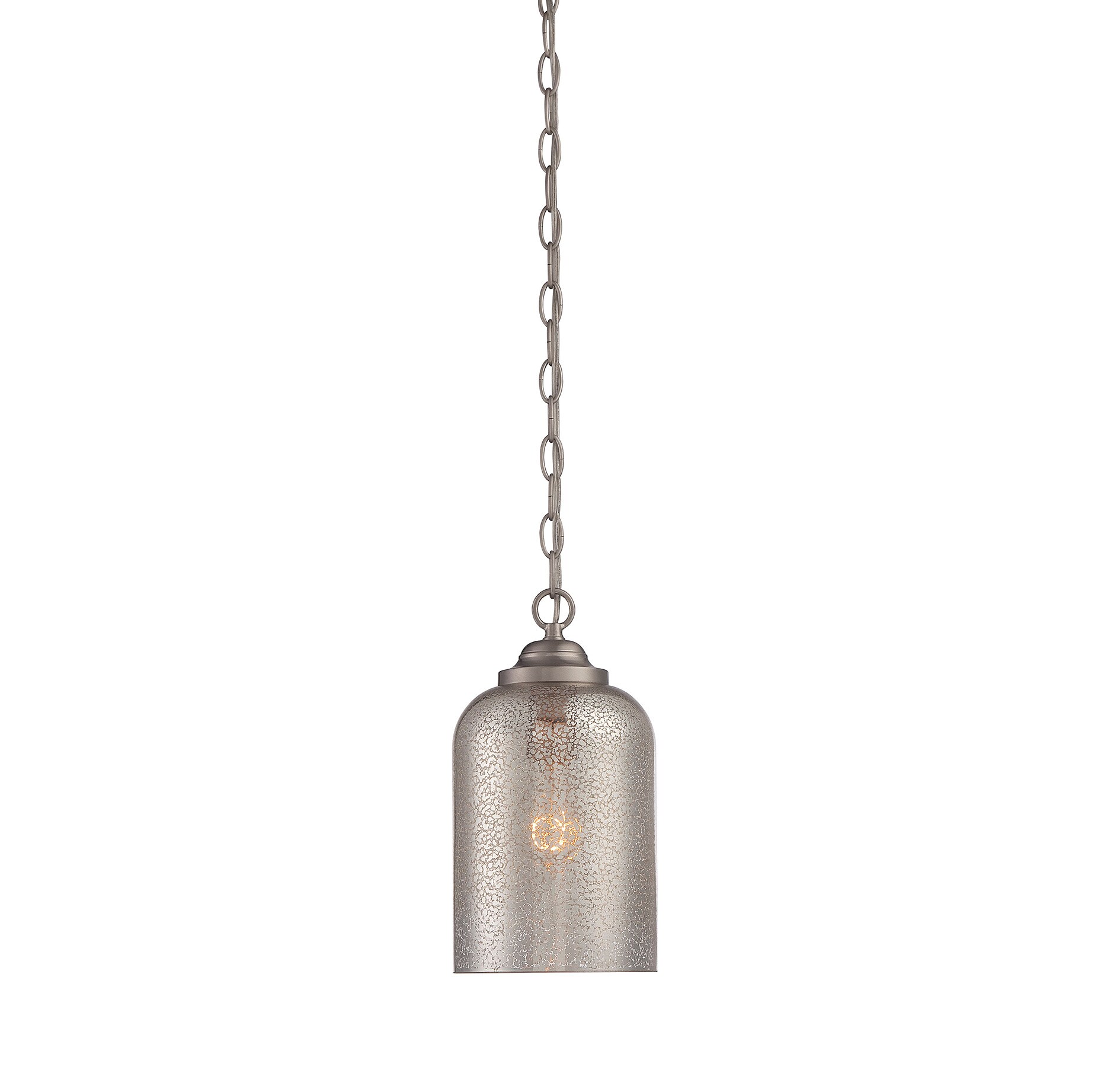 Bally Satin Nickel 1-Light Pendant with Mercury Glass Shade
