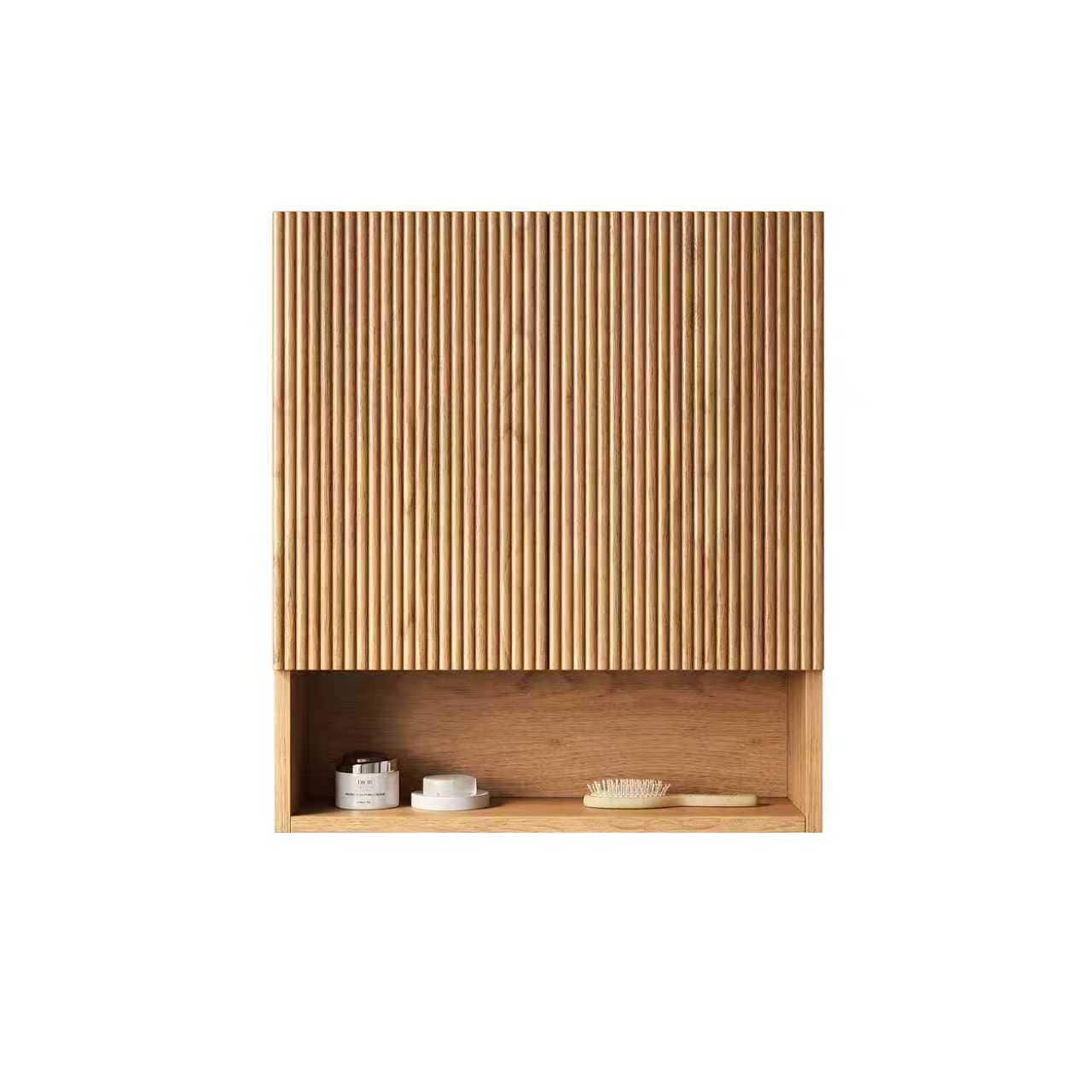 Vynxaria -  26 in W x 8 in D x 30 in H Natural Wood Plywood Wall Mounted Bathroom Storage Cabinet...