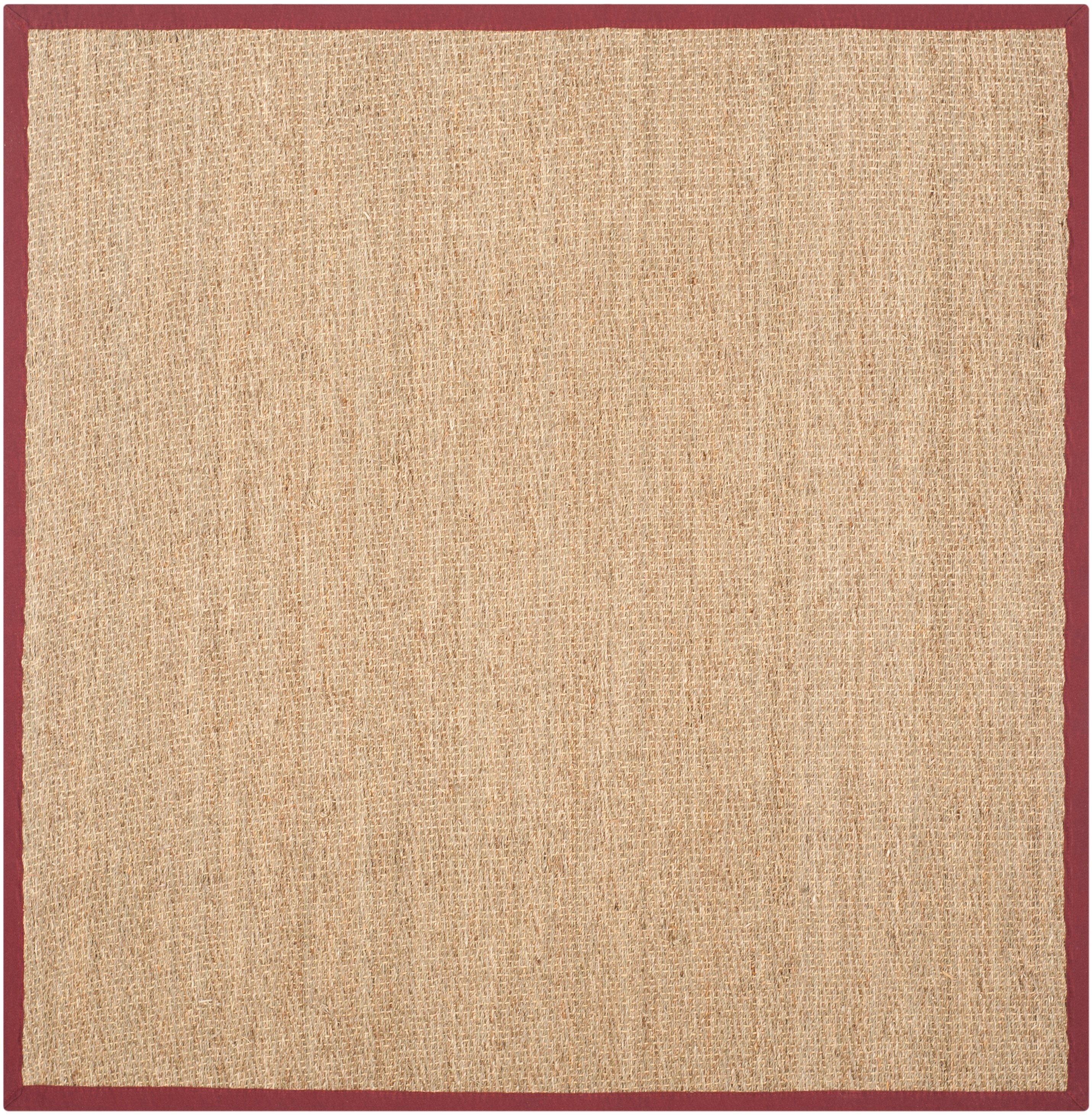 Safavieh NF115D-8SQ Natural Fiber Montauk 8 x 8 (ft) Loomed Seagrass Natural/Red Square Indoor Chevron Coastal Area rug