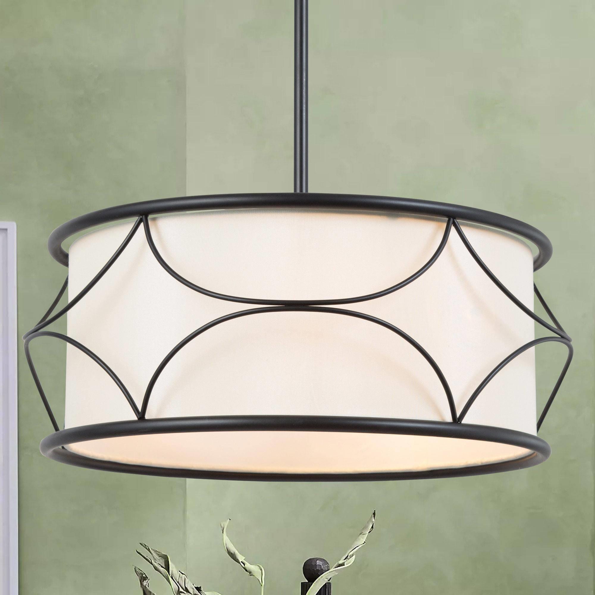 Uolfin MMRUBA-LWS23947-V7 3 -Light Matte Black Transitional Cage For Use in Bedrooms, Dining Rooms, Foyers, Kitchens, Living Rooms Chandelier