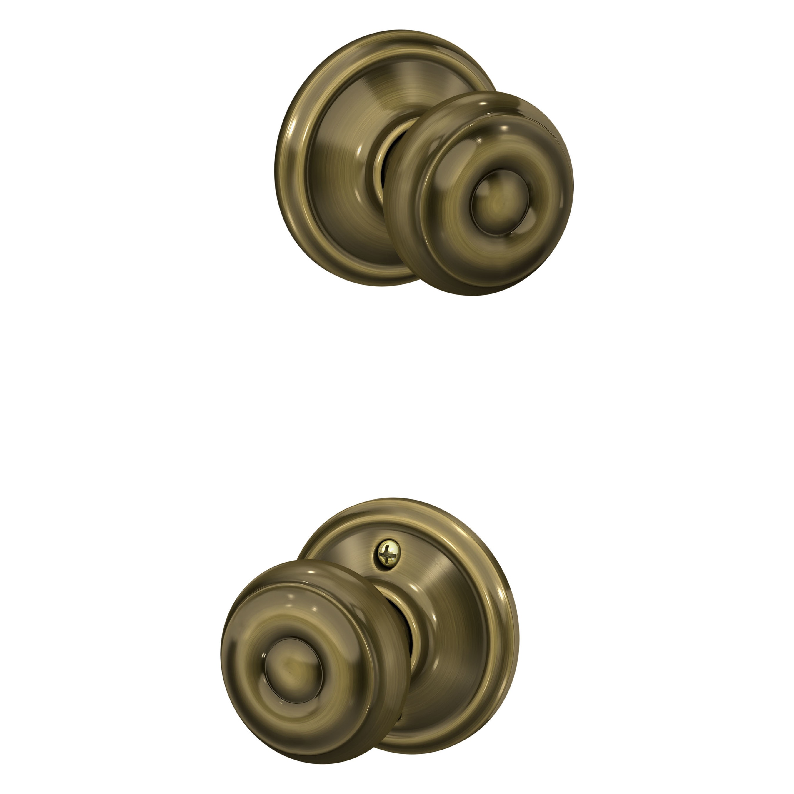 Schlage Georgian Antique Brass Interior Hall/Closet Passage door knob Single pack