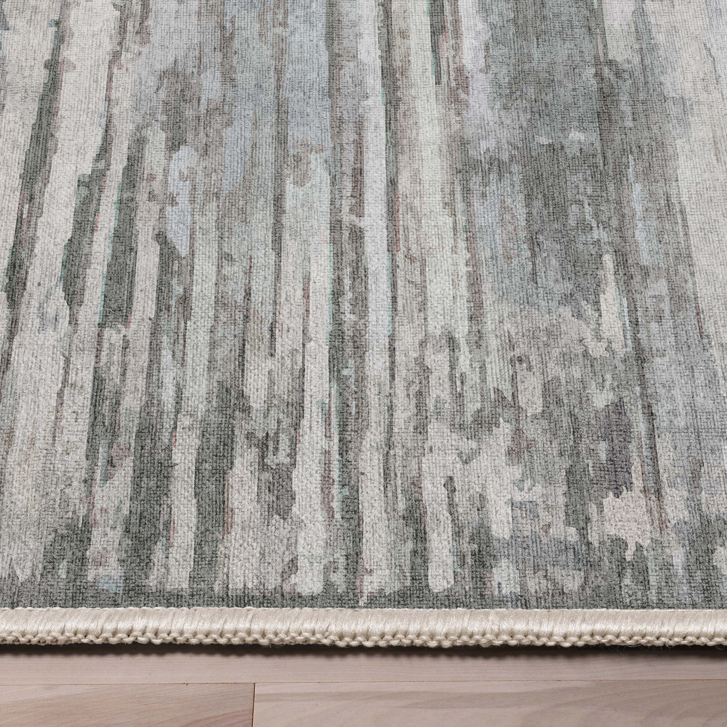 Havana Beige and Blue Abstract Flat-Weave Area Rug 9'10" x 13'