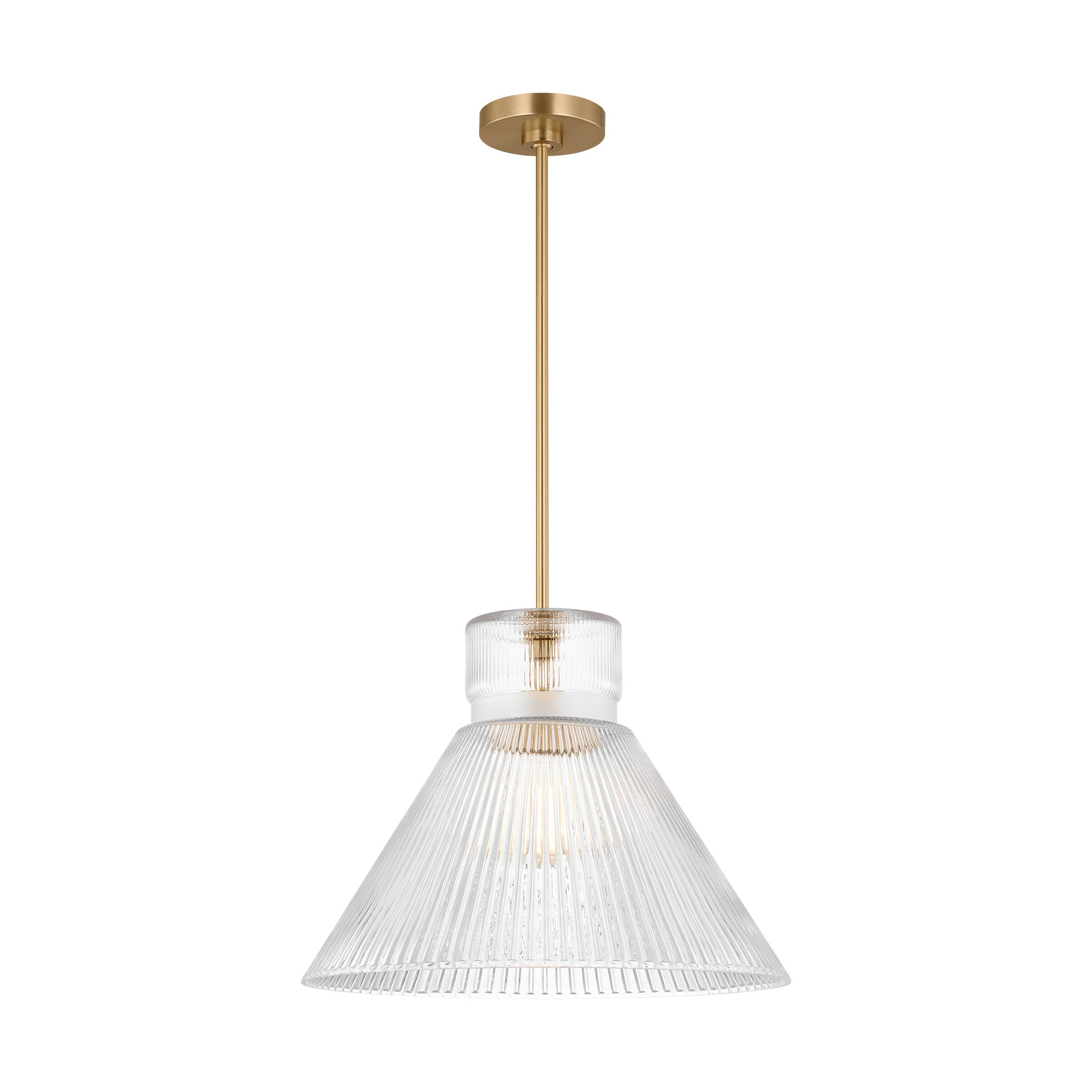 Scott Living DJP1201SB Liouet 1 -Light Satin Brass Transitional Ribbed glass Geometric Large Hanging Pendant light